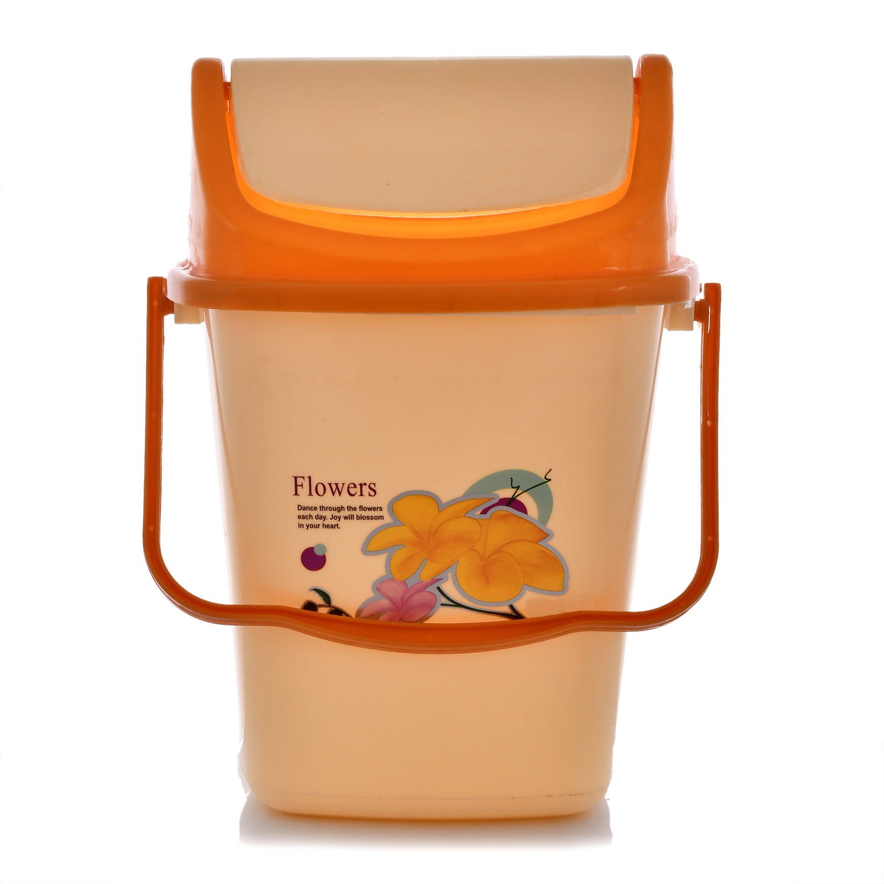 Kuber Industries 4 Pieces Pluto Plastic Swing Printed Garbage Waste Dustbin for Home, Office with Handle, 5 Liters (Cream & Blue)-KUBMART3112