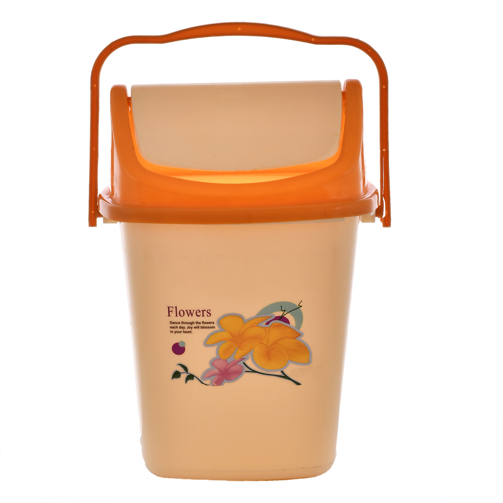 Kuber Industries 4 Pieces Pluto Plastic Swing Printed Garbage Waste Dustbin for Home, Office with Handle, 5 Liters (Cream & Blue)-KUBMART3112