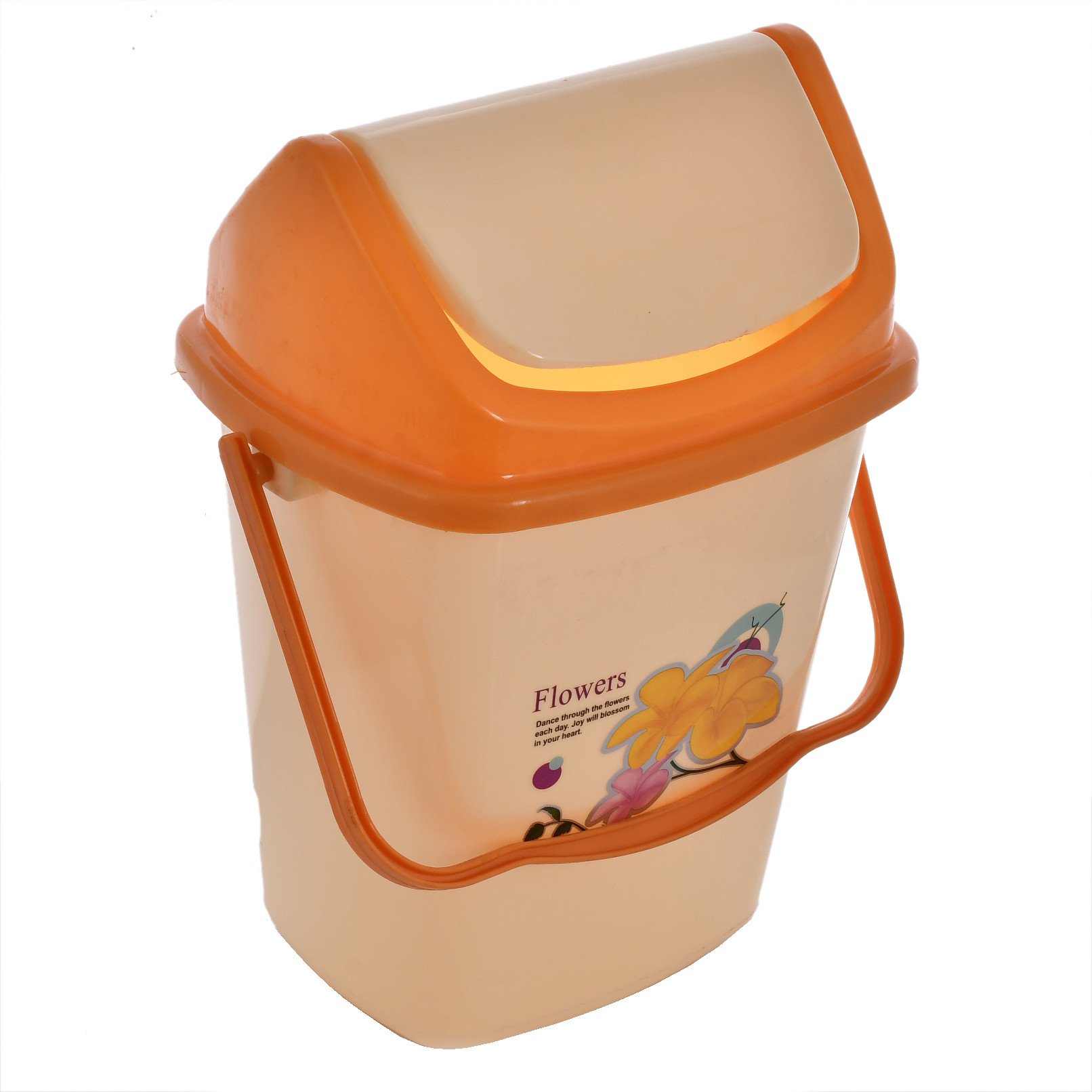 Kuber Industries 4 Pieces Pluto Plastic Swing Printed Garbage Waste Dustbin for Home, Office with Handle, 5 Liters (Cream & Purple)-KUBMART3114