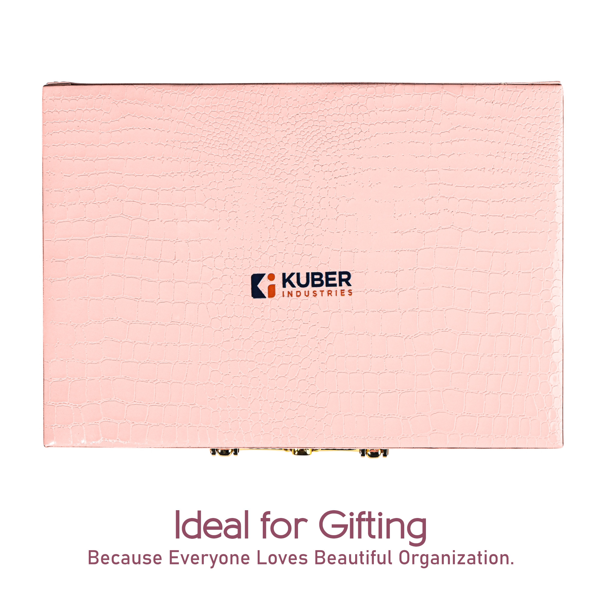 Kuber Industries 4 Rod Premium Faux Leather Bangles Box for WomenBride with Handle  BangalBangle Organizer Box  ChuriChudi Box for Women Bridal  Bangles Organisers Box  Pink