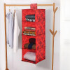 4-Tier Hanging Closet Organizer for Wardrobe | Clothes & Undergarments Storage Shelf for Almirah/Cupboard | Flowers - Red