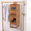 4-Tier Hanging Closet Organizer for Wardrobe | Clothes &amp; Undergarments Storage Shelf for Almirah/Cupboard | Flowers -Brown