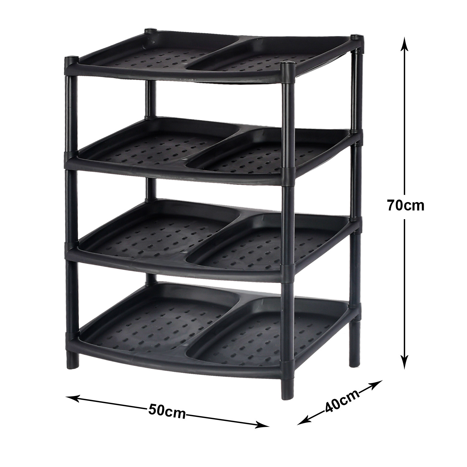 Kuber Industries 4-Tier Plastic Shoe Rack/Shelf/Organizer (Black)-46KM0517