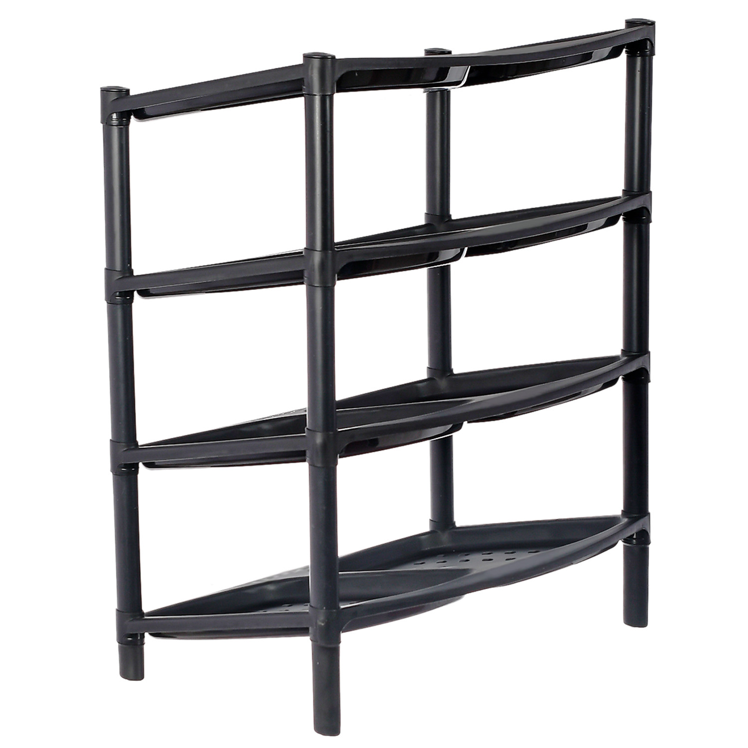 Kuber Industries 4-Tier Plastic Shoe Rack/Shelf/Organizer (Black)-46KM0517