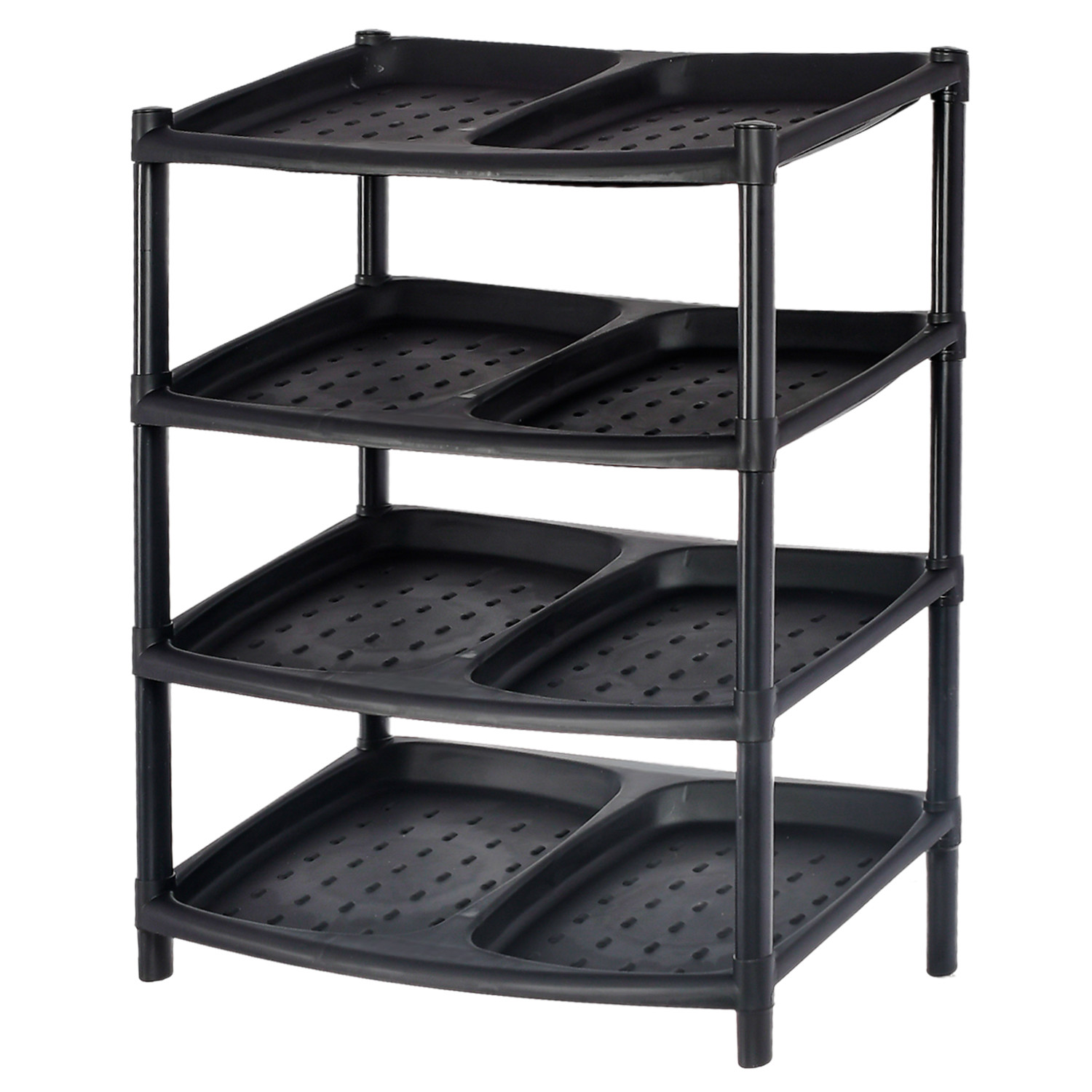 Kuber Industries 4-Tier Plastic Shoe Rack/Shelf/Organizer (Black)-46KM0517