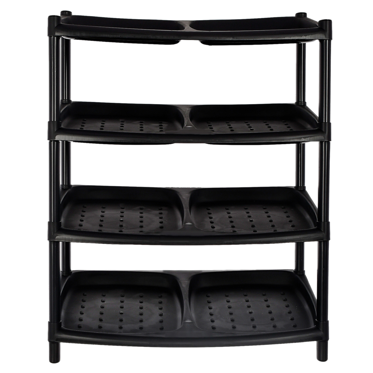Kuber Industries 4-Tier Plastic Shoe Rack/Shelf/Organizer (Black)-46KM0517