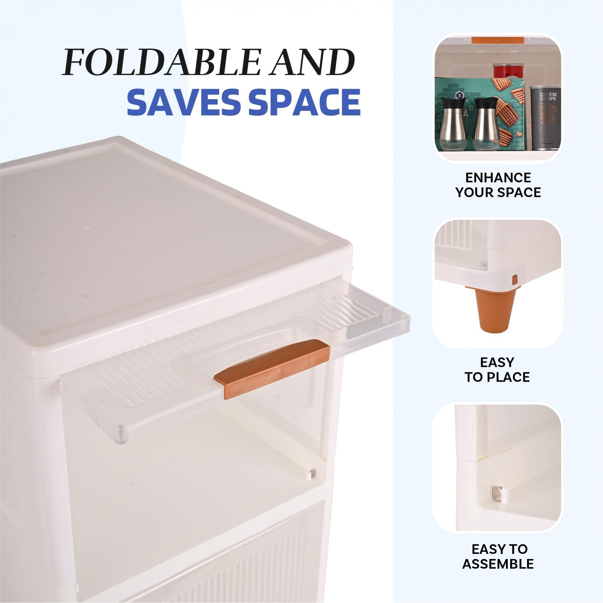 Kuber Industries 4 Units Modular Cabinet Storage Organizer  Foldable Kids Wardrobe for Cloth  Space-Saving Snacks Closet Toy Cupboard  Plastic Almirah for Cloth  Transparent