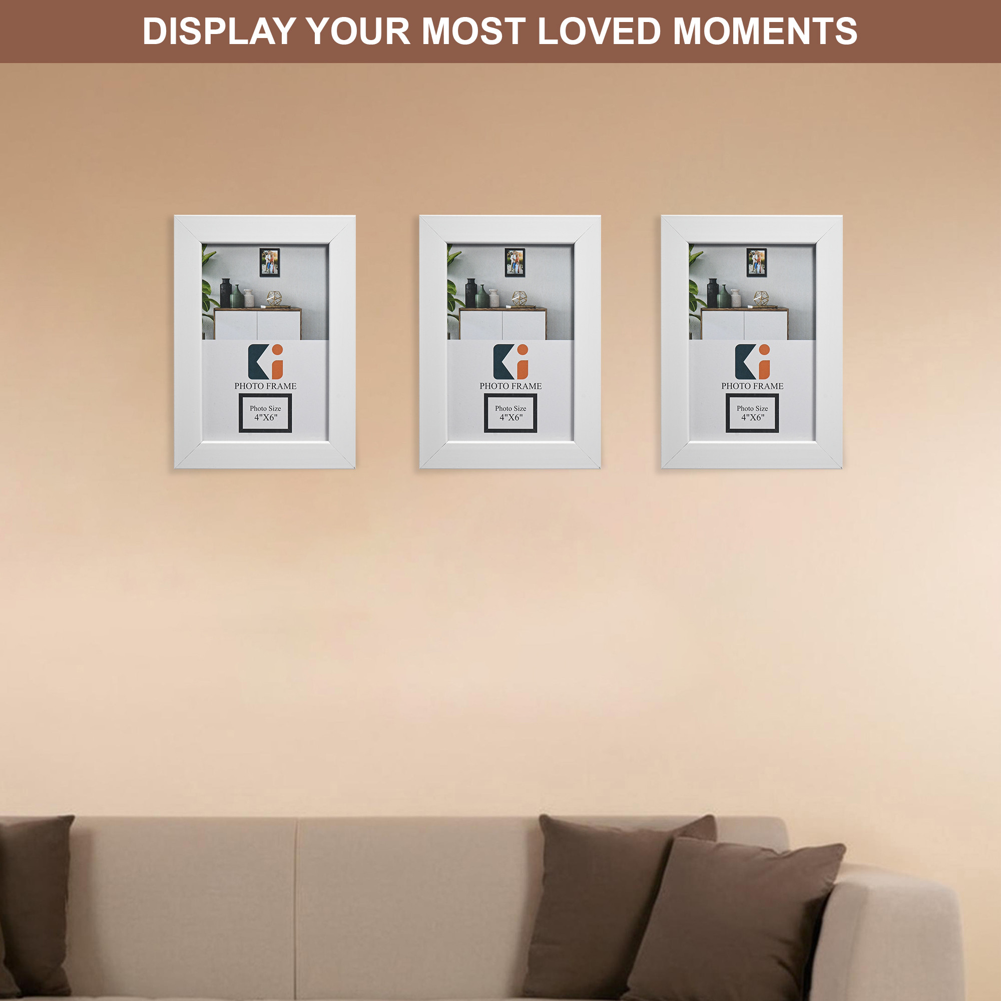 Kuber Industries 4 x 6 Inches Small Photo Frame Set of 5  Plexi Glass  White Photo Frame for Hanging Wall Decor  Photoframe for Living Room Bedroom Wall Home and Office Dcor