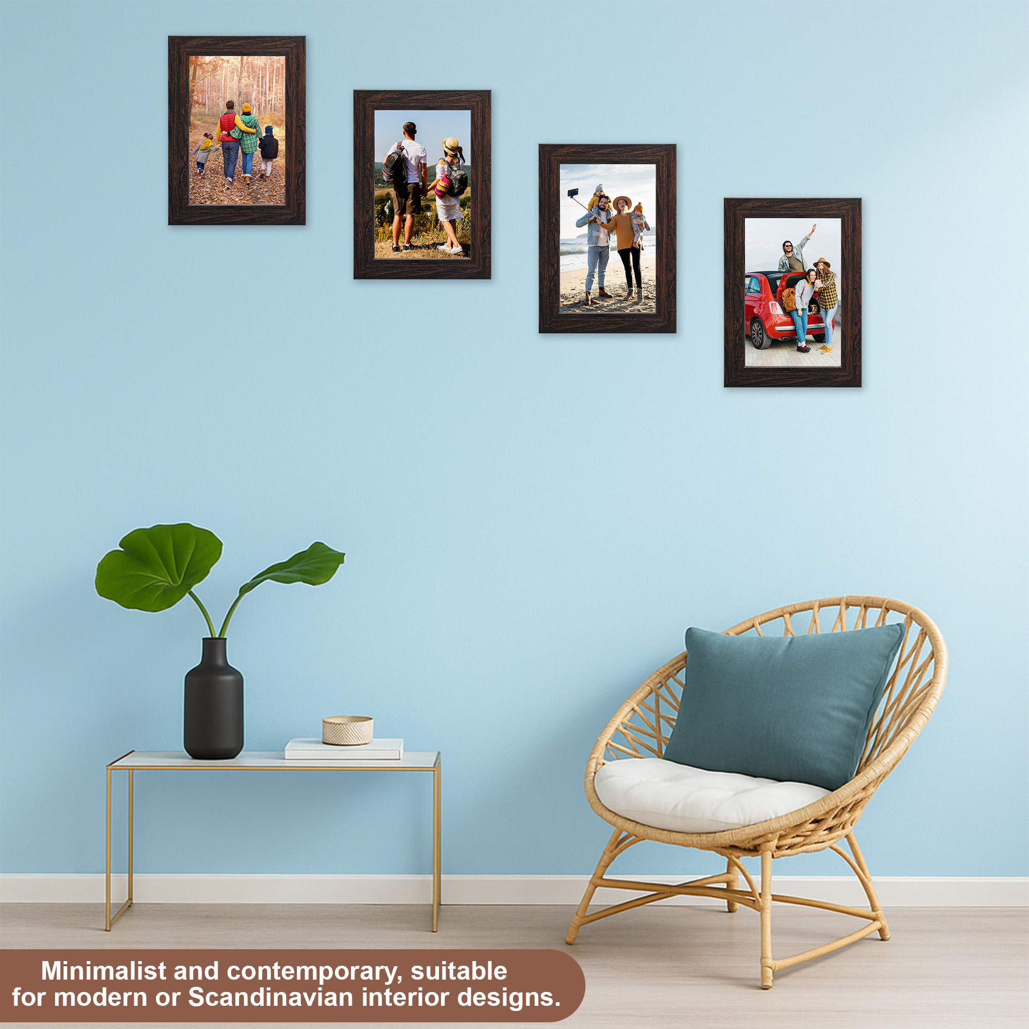 Kuber Industries 4 x 6 Inches Small Photo Frame Set of 5 for Hanging Wall Decor  Plexi Glass  Picture Frames for Home Decor and Office  Photoframe for Living Room and Bedroom Wall  Brown