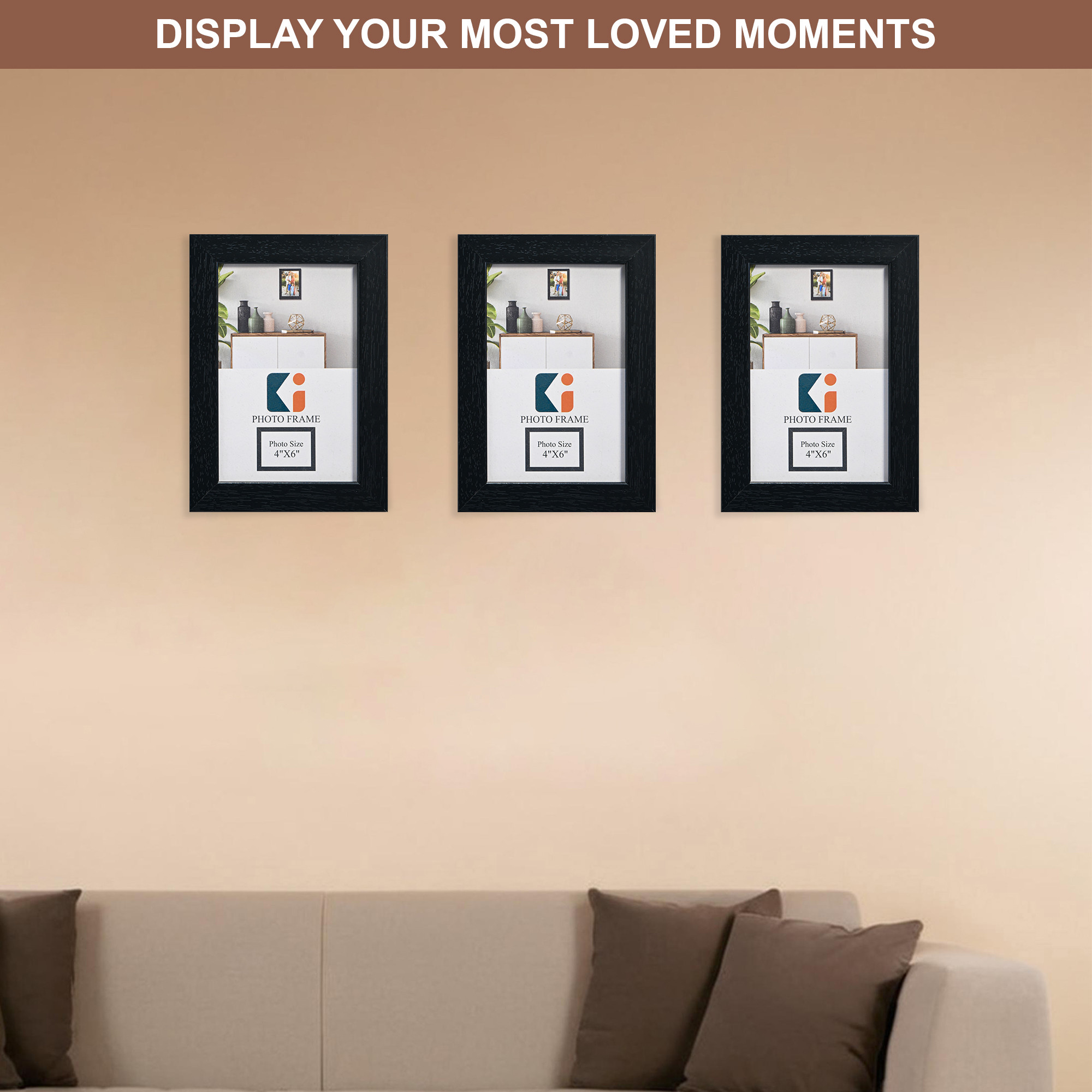 Kuber Industries 4 x 6 Inches Small Photo Frame Set of 6  Plexi Glass  Black Frames for Hanging Wall Decor  Photoframe for Living Room Bedroom Wall Home and Office Decor