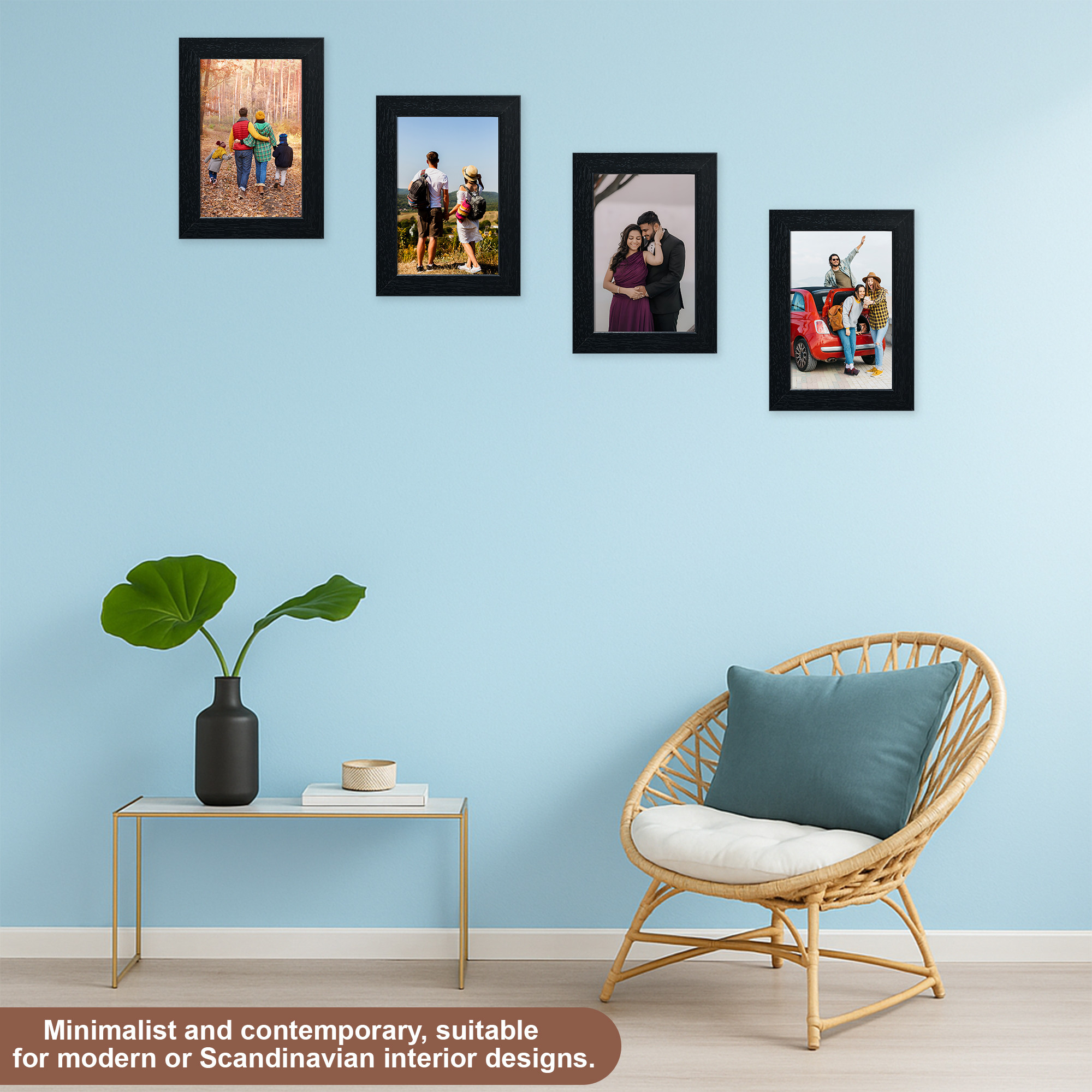 Kuber Industries 4 x 6 Inches Small Photo Frame Set of 6  Plexi Glass  Black Frames for Hanging Wall Decor  Photoframe for Living Room Bedroom Wall Home and Office Decor