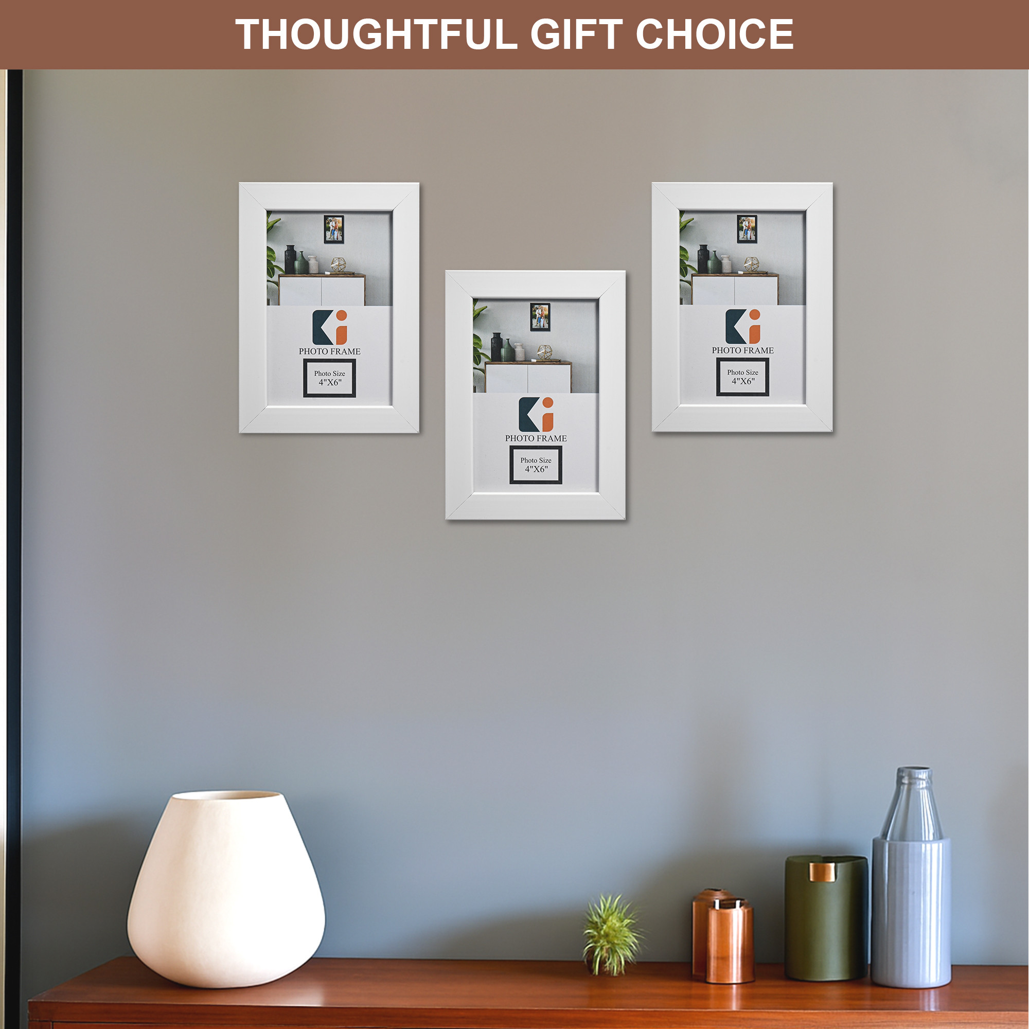 Kuber Industries 4 x 6 Inches Small Photo Frame Set of 6  Plexi Glass  White Photo Frame for Hanging Wall Decor  Photoframe for Living Room Bedroom Wall Home and Office Decor