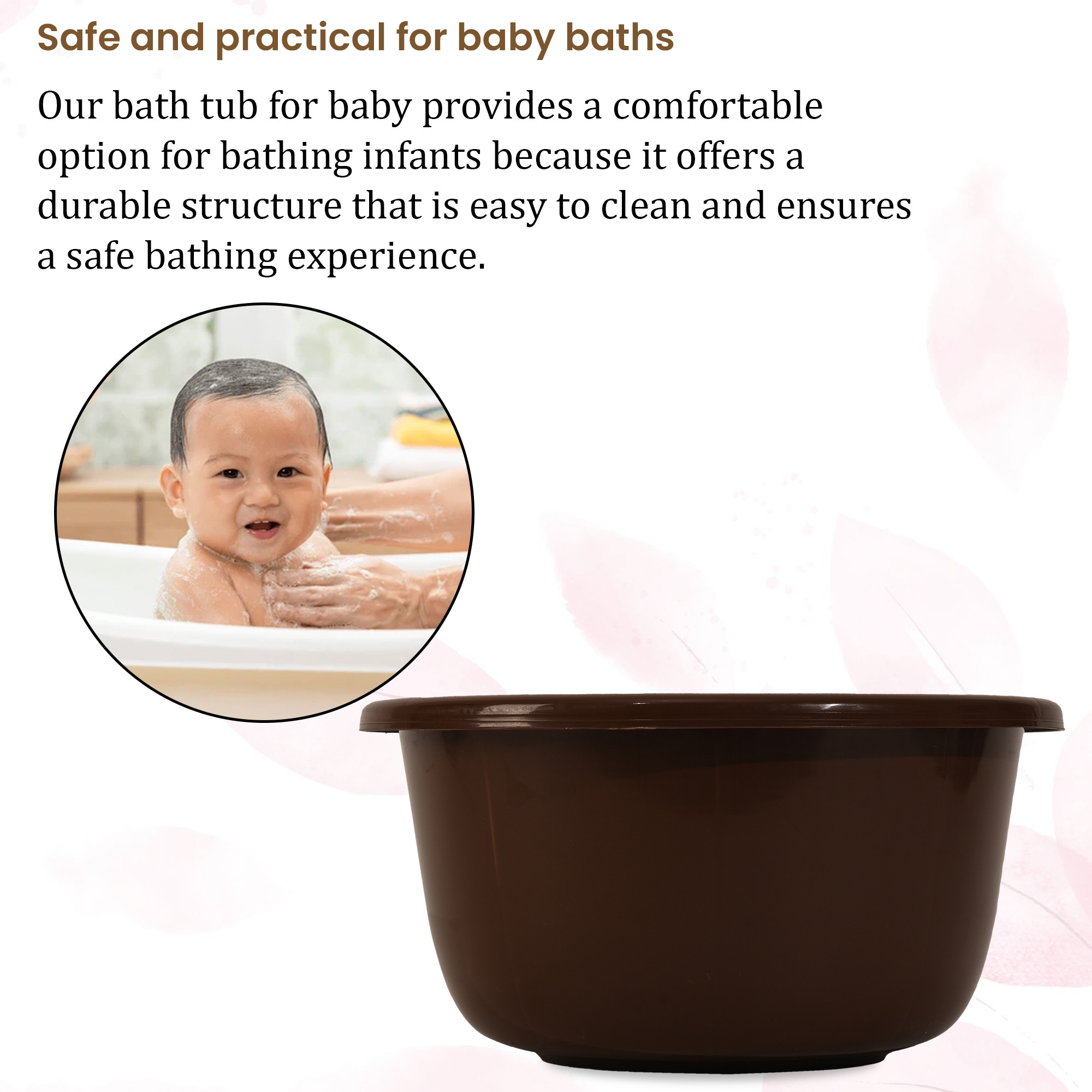Kuber Industries 40 Liters Multipurpose Bath Tub for Bathroom  Suitable for Indoor and Outdoor Use  Durable  Lightweight Tub for Washing Clothes  Utensils  Brown
