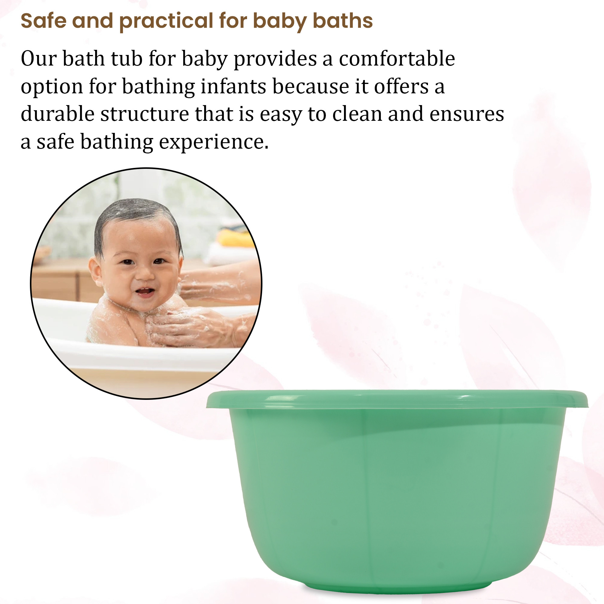 Kuber Industries 40 Liters Multipurpose Bath Tub for Bathroom  Suitable for Indoor and Outdoor Use  Durable  Lightweight Tub for Washing Clothes  Utensils  Green