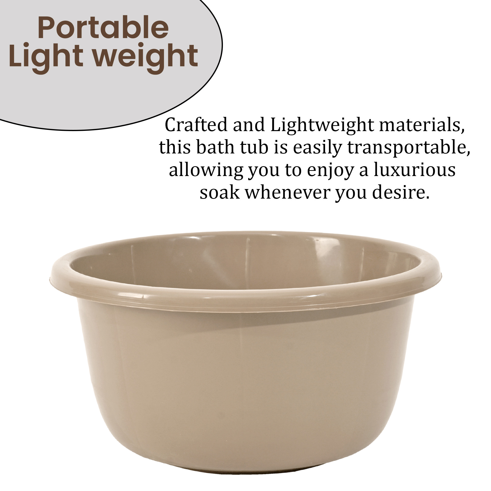 Kuber Industries 40 Liters Multipurpose Bath Tub for Bathroom  Suitable for Indoor and Outdoor Use  Durable  Lightweight Tub for Washing Clothes  Utensils  Coffee