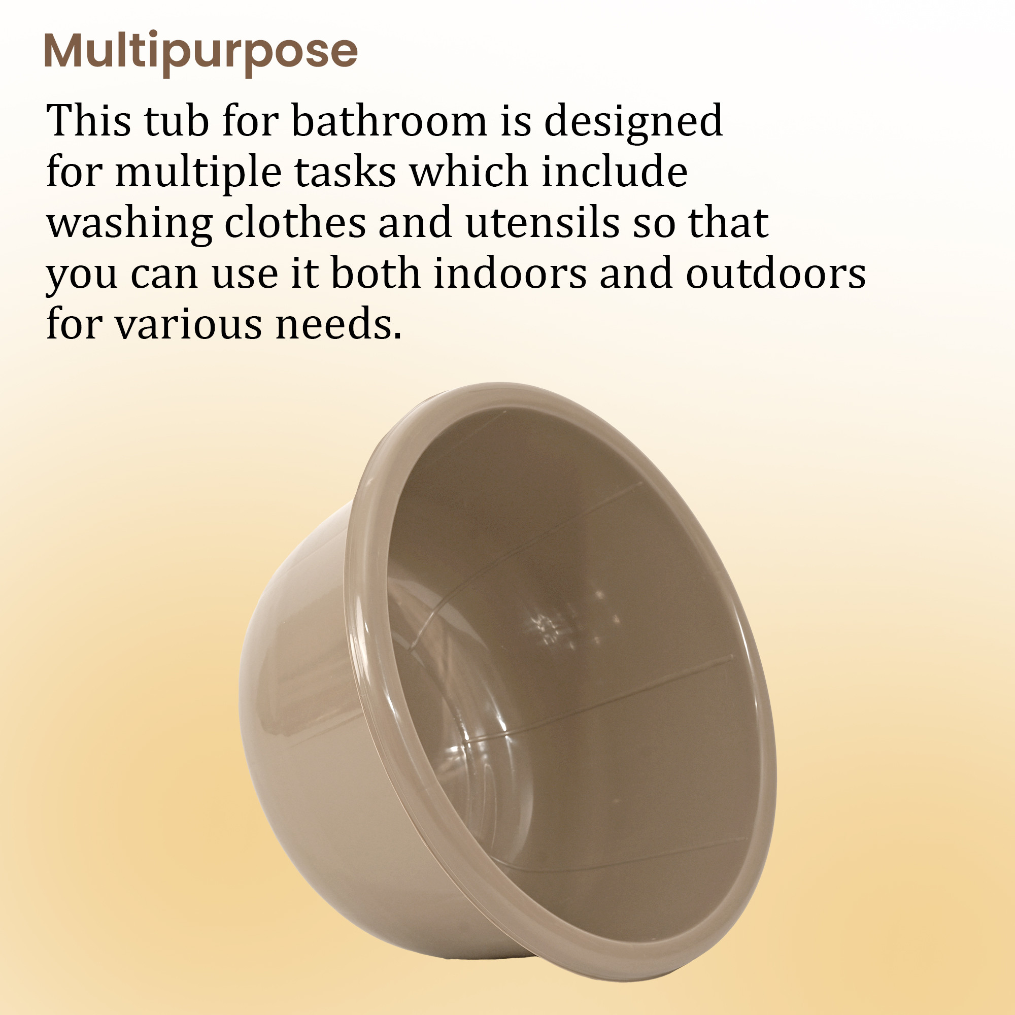 Kuber Industries 40 Liters Multipurpose Bath Tub for Bathroom  Suitable for Indoor and Outdoor Use  Durable  Lightweight Tub for Washing Clothes  Utensils  Coffee