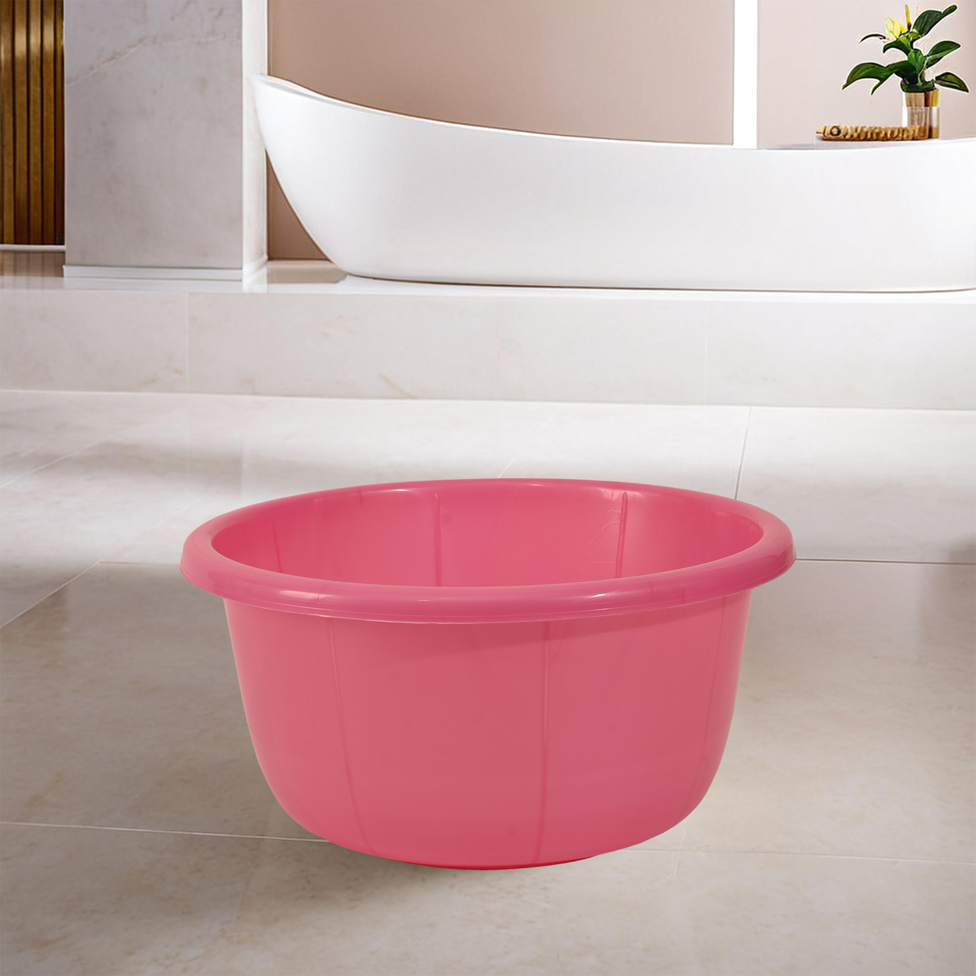 Kuber Industries 40 Liters Multipurpose Bath Tub for Bathroom  Suitable for Indoor and Outdoor Use  Durable  Lightweight Tub for Washing Clothes  Utensils  Pink