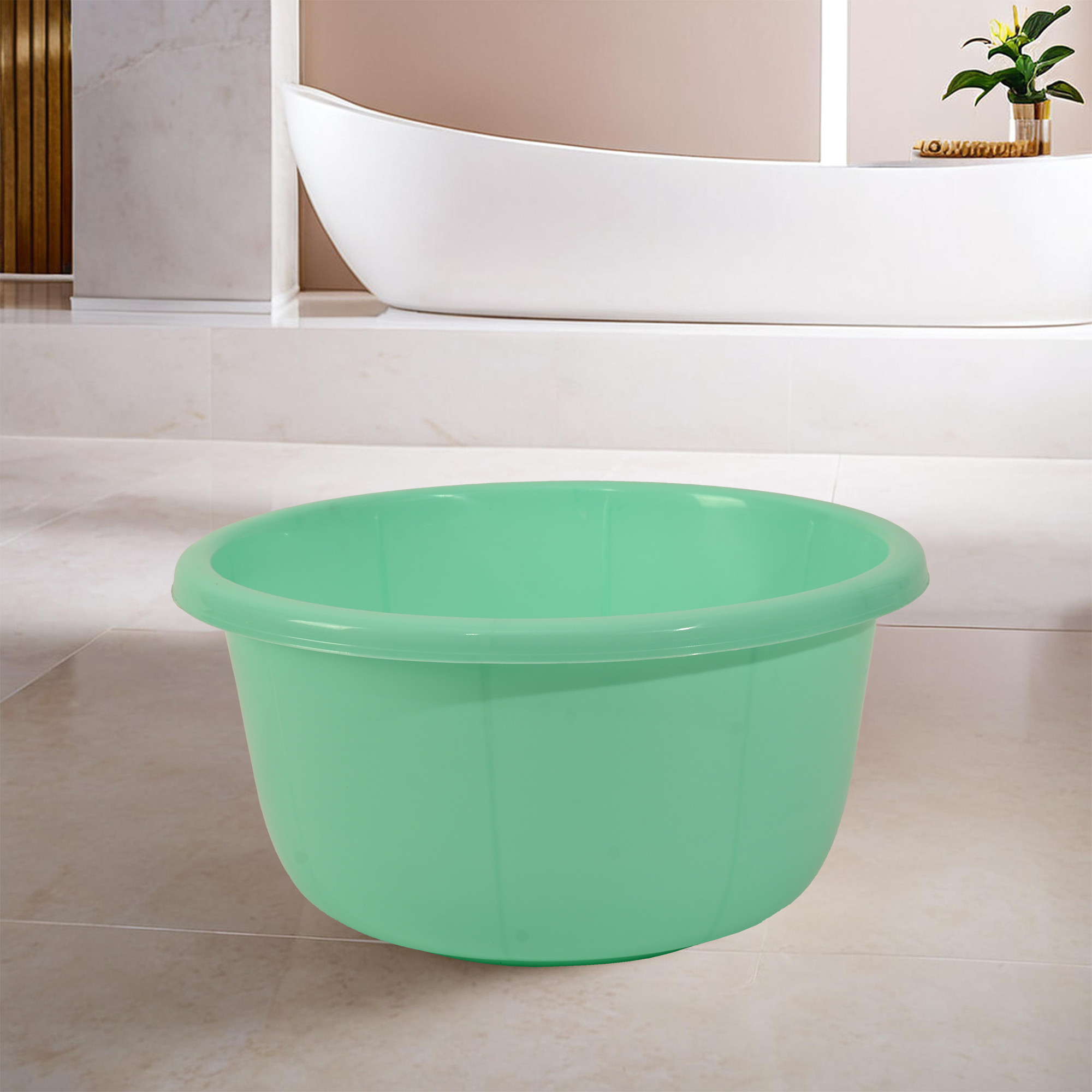 Kuber Industries 40 Liters Multipurpose Bath Tub for Bathroom  Suitable for Indoor and Outdoor Use  Durable  Lightweight Tub for Washing Clothes  Utensils  Green
