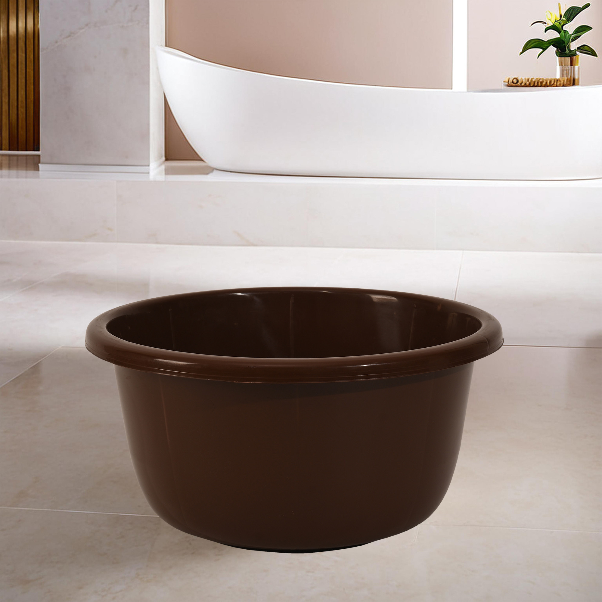 Kuber Industries 40 Liters Multipurpose Bath Tub for Bathroom  Suitable for Indoor and Outdoor Use  Durable  Lightweight Tub for Washing Clothes  Utensils  Brown