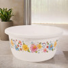 40 Liters Multipurpose Bath Tub for Bathroom | Suitable for Indoor and Outdoor Use | Durable &amp; Lightweight Tub for Washing Clothes &amp; Utensils | Flower Print - White