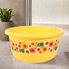 40 Liters Multipurpose Bath Tub for Bathroom | Suitable for Indoor and Outdoor Use | Durable &amp; Lightweight Tub for Washing Clothes &amp; Utensils | Flower Print - Yellow