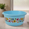 40 Liters Multipurpose Bath Tub for Bathroom | Suitable for Indoor and Outdoor Use | Durable & Lightweight Tub for Washing Clothes & Utensils | Flower Print - Blue