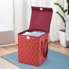 Kuber Industries 40 Ltr Foldable Clothes Storage Box and Organiser for Wardrobe with Top Flap Lid | Non Woven Almirah/Cupboard Organiser for Shirts, Pants, Jeans and Dresses | Golden Print - Maroon