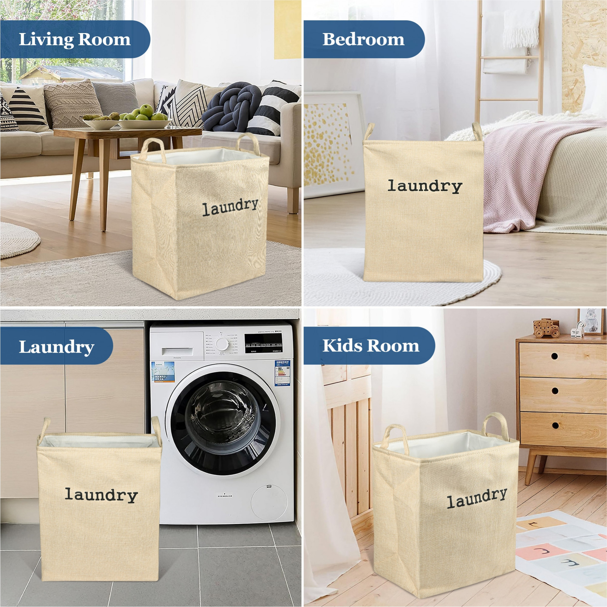 Kuber Industries 40 LTR Jute Laundry Basket for Cloth with Handles  Portable  Multipurpose Clothes Storage Basket for Men  Women  Square Print - Golden