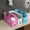 4000 ML Set of 3 Bpa Free Plastic Bathroom Basket for Toiletries | Multipurpose Storage Tray for Makeup & Stationery Items | White, Pink & Skyblue