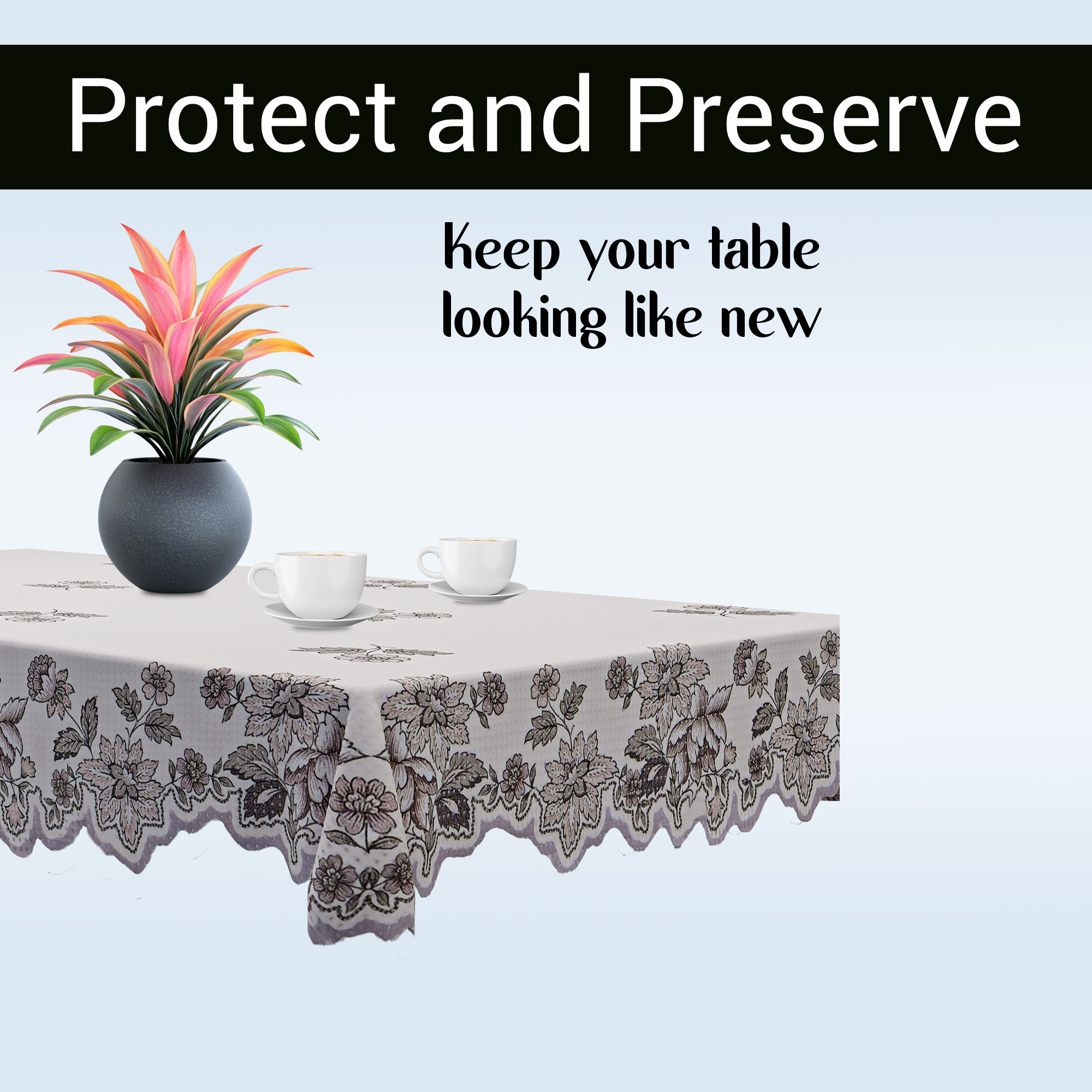 Kuber Industries 40x60 Inch Cotton 4 Seater Centre Table Cover Cloth for Living Room  Tea Table Top Cover for Home Decor  Office Center Table Protector Sheet  1055 Net Delta - Cream  Brown