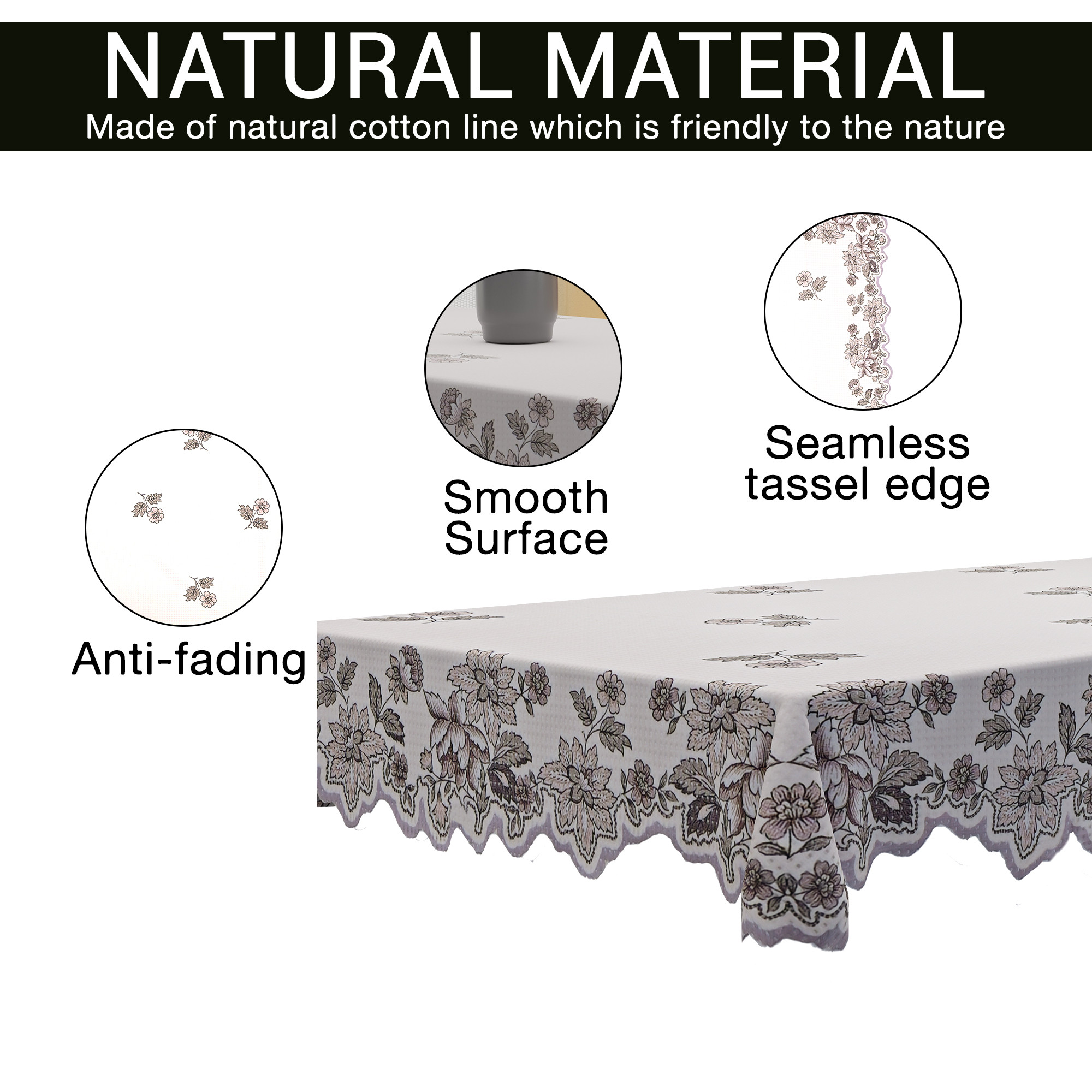 Kuber Industries 40x60 Inch Cotton 4 Seater Centre Table Cover Cloth for Living Room  Tea Table Top Cover for Home Decor  Office Center Table Protector Sheet  1055 Net Delta - Cream  Brown