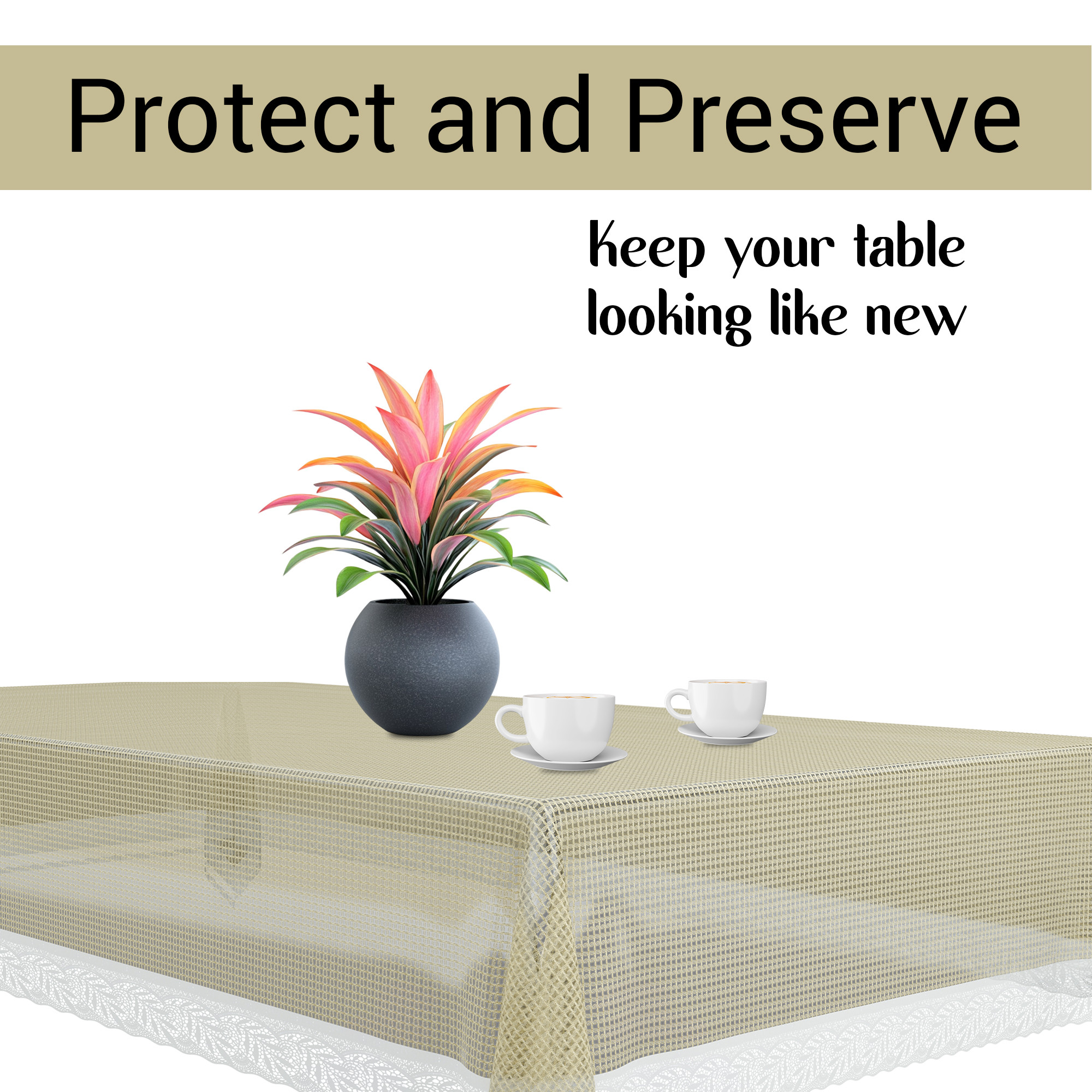 Kuber Industries 40x60 Inch PVC 4 Seater Centre Table Cover  Waterproof  Spill-Resistant Table Cover Cloth  Table Protector for Home Living Room  Office  Jaal Jute Design JBJ - Brown
