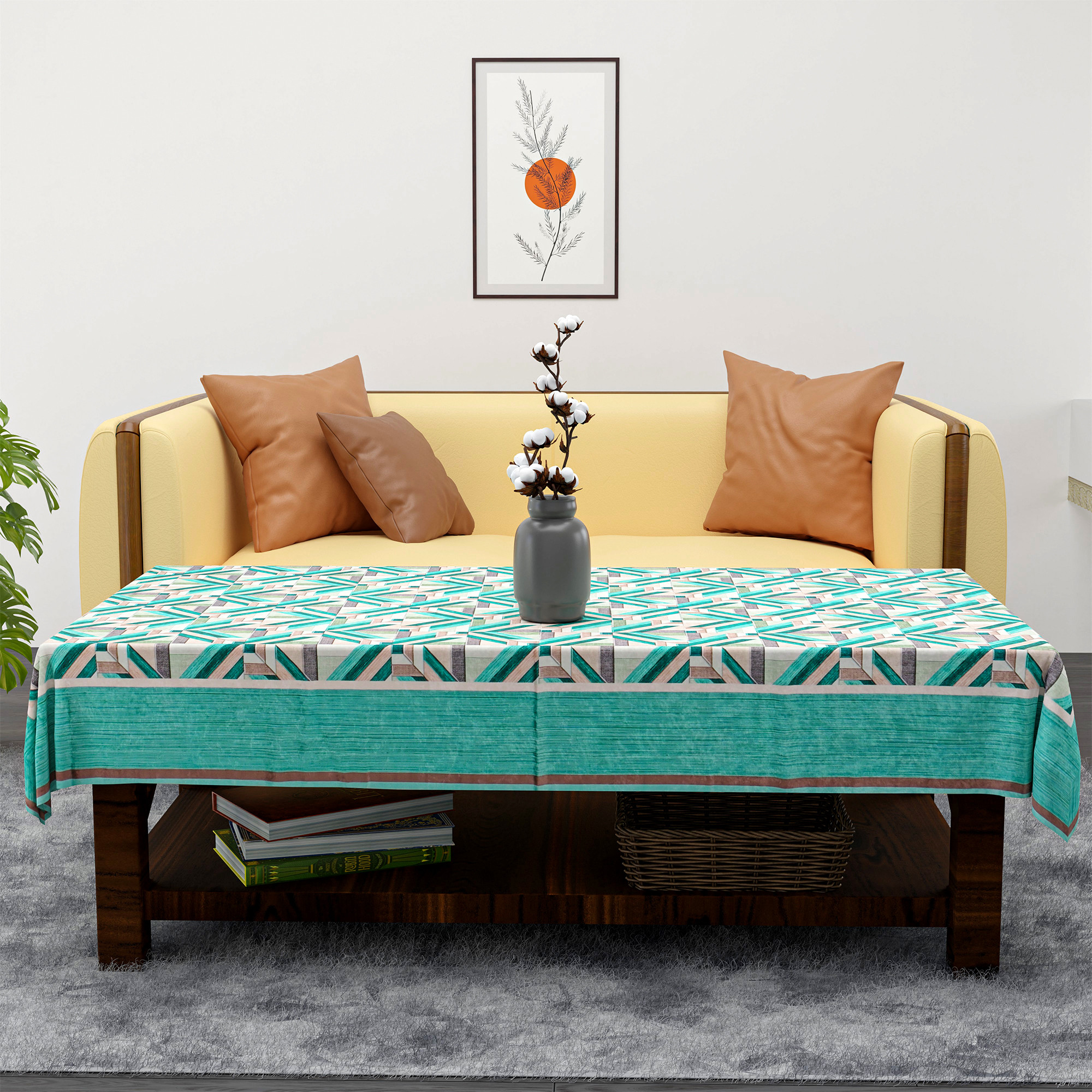 Kuber Industries 40x60 Inch Soft Velvet Center Table Cover 4 Seater  Rectangular Teapoy Table Top Cover Cloth for Living Room Home Decor Office and Restaurants  Lining Check - Green