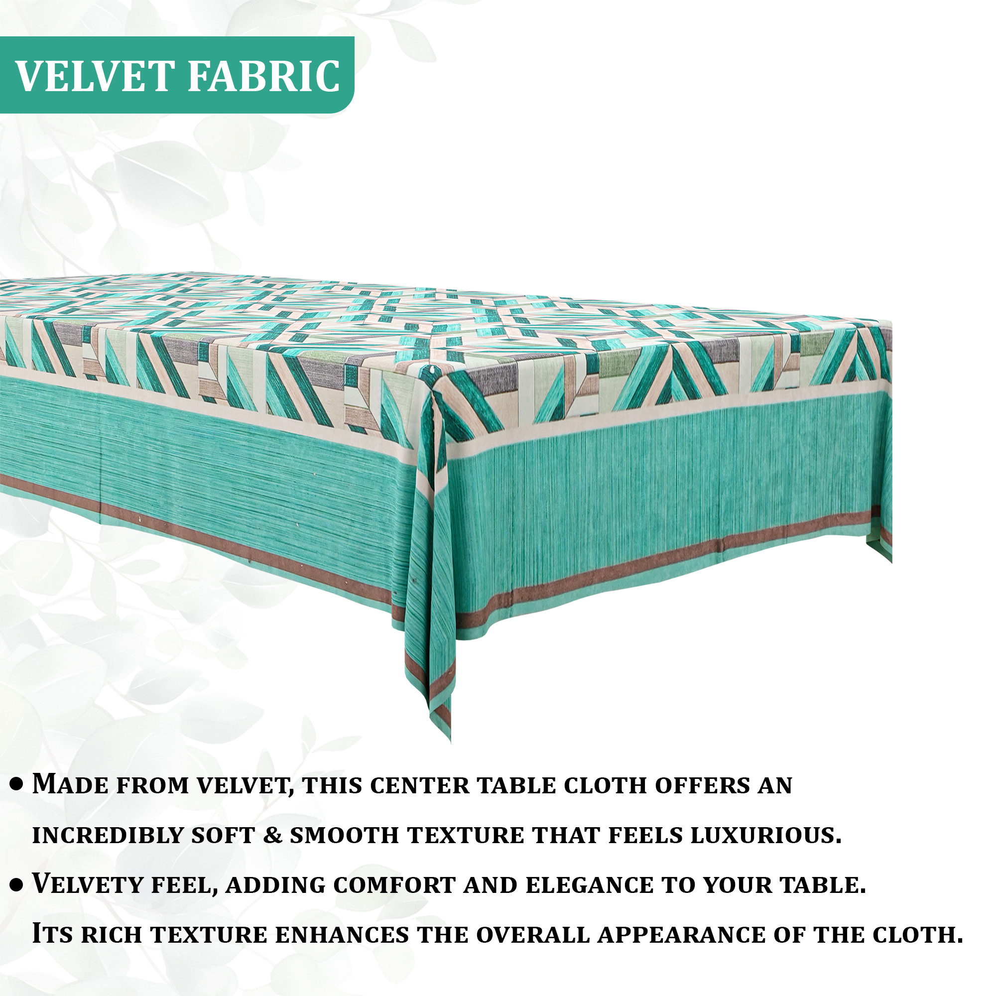 Kuber Industries 40x60 Inch Soft Velvet Center Table Cover 4 Seater  Rectangular Teapoy Table Top Cover Cloth for Living Room Home Decor Office and Restaurants  Lining Check - Green