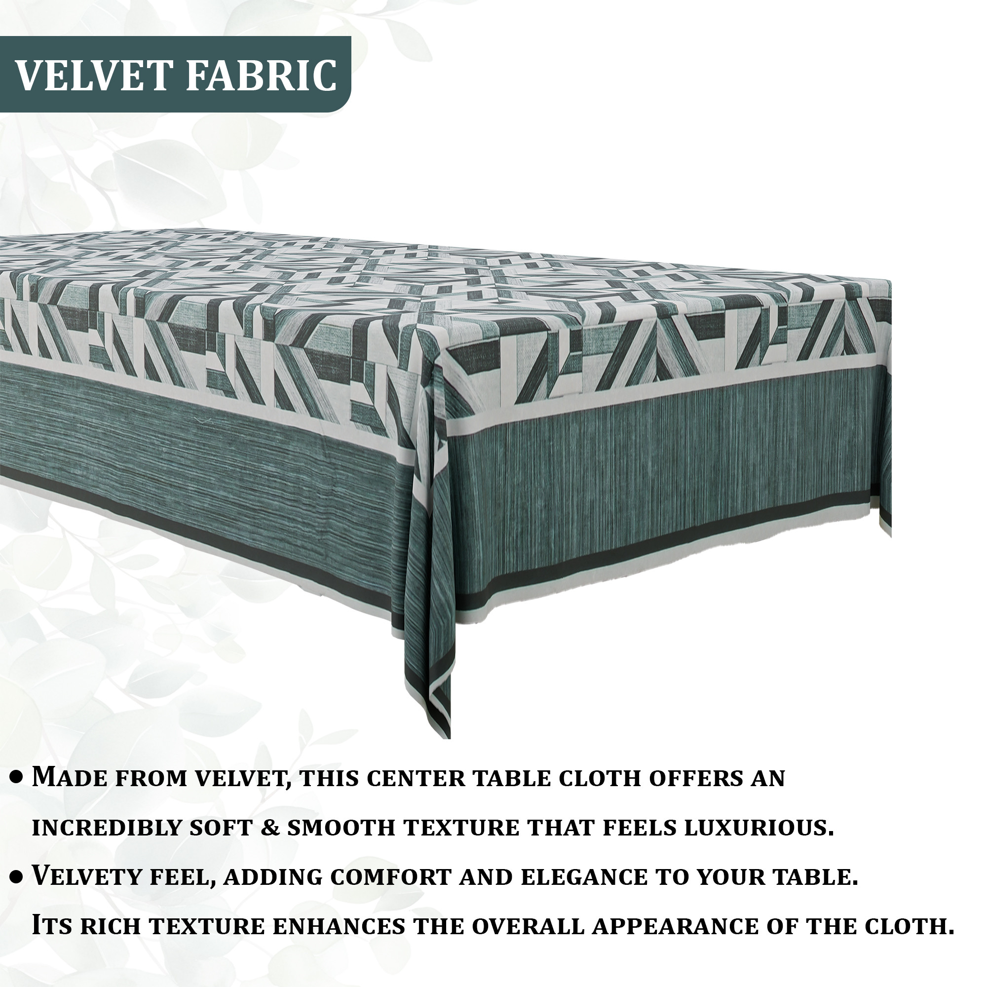 Kuber Industries 40x60 Inch Soft Velvet Center Table Cover 4 Seater  Rectangular Teapoy Table Top Cover Cloth for Living Room Home Decor Office and Restaurants  Lining Check - Grey