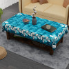 40x60 Inch Soft Velvet Center Table Cover 4 Seater | Rectangular Teapoy Table Top Cover Cloth for Living Room, Home Decor, Office and Restaurants | Leaf Side Border - Blue & White