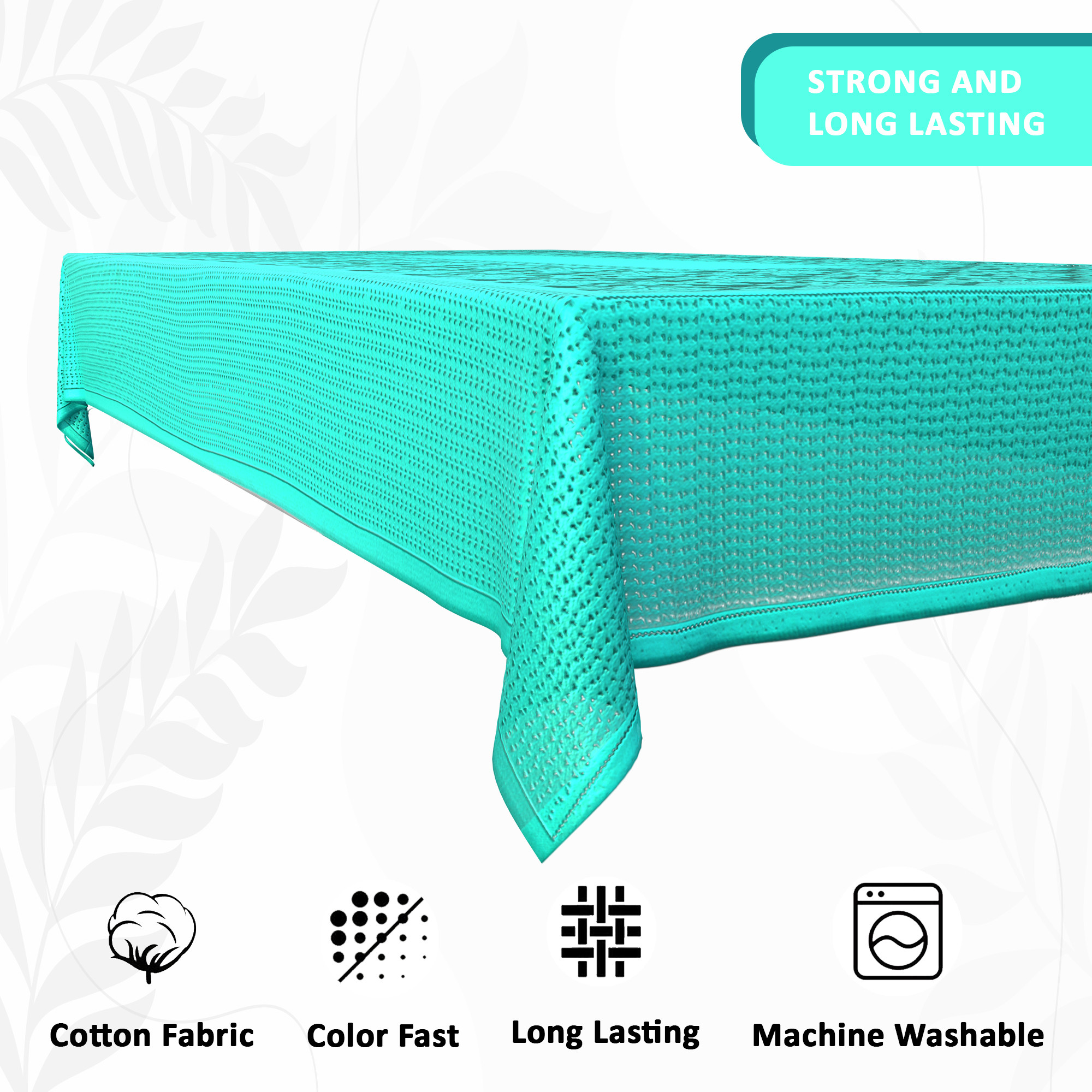 Kuber Industries 40x60 Inches Net Durable  Washable 4 Seater Dining Table Cover for Living Room  Anti Slip TeapoyComputer  Office Table ClothSheet  Self Flower - Aqua