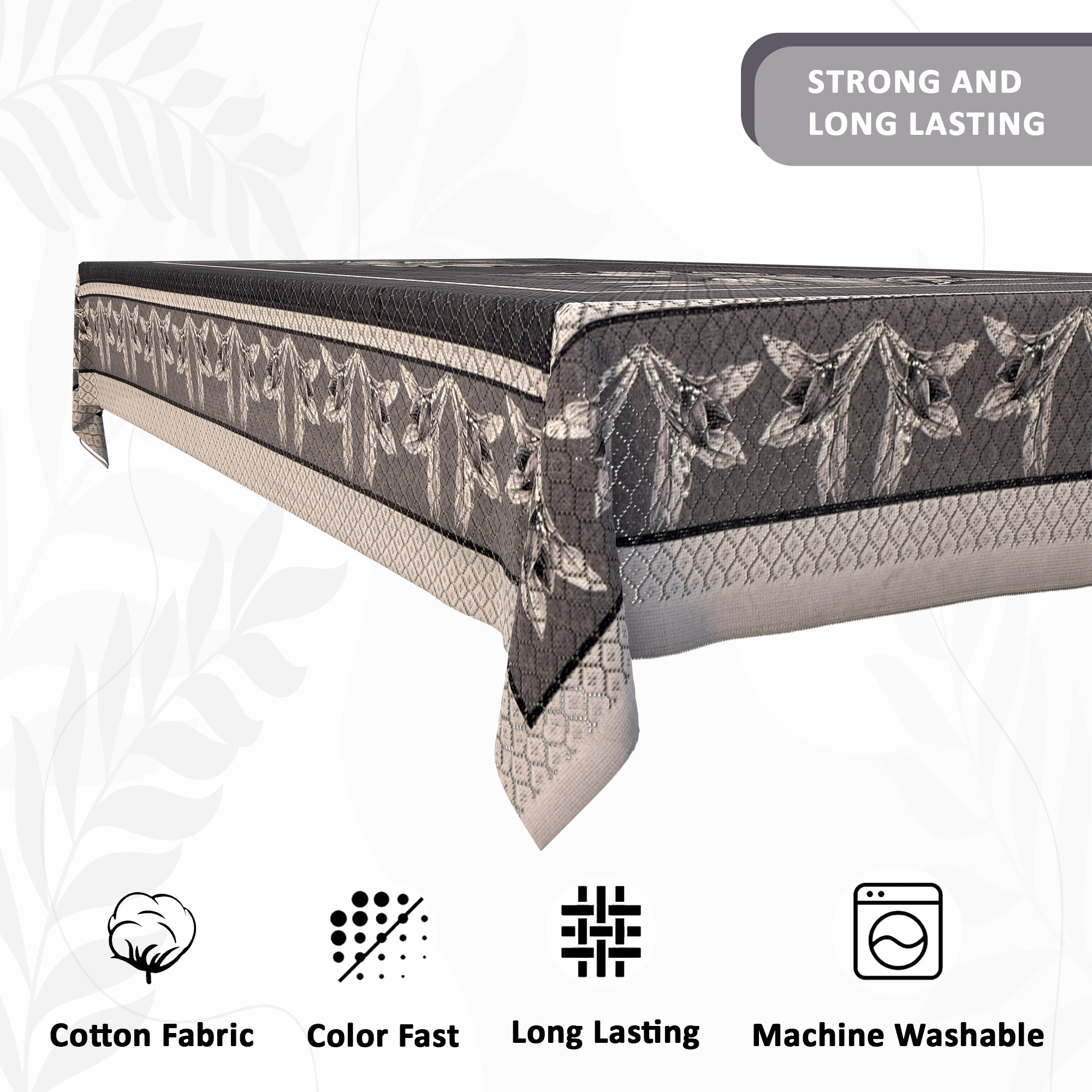 Kuber Industries 40x60 Inches Net Durable  Washable 4 Seater Dining Table Cover for Living Room  Anti Slip TeapoyComputer  Office Table ClothSheet  Digital Print - Black  Lilac