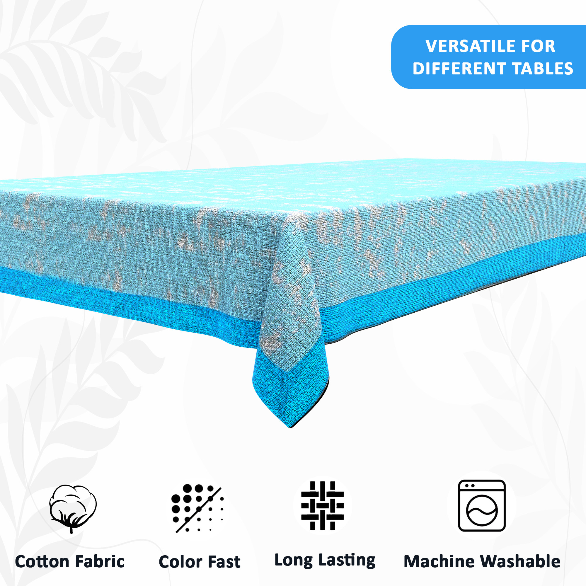 Kuber Industries 40x60 Inches Table Cloth for 4 Seater Dining Table  Aesthetic Centre Table Protector Cover  Sheet - Ideal for Home Office  Study Tables  Golden Swiss- Sky Blue