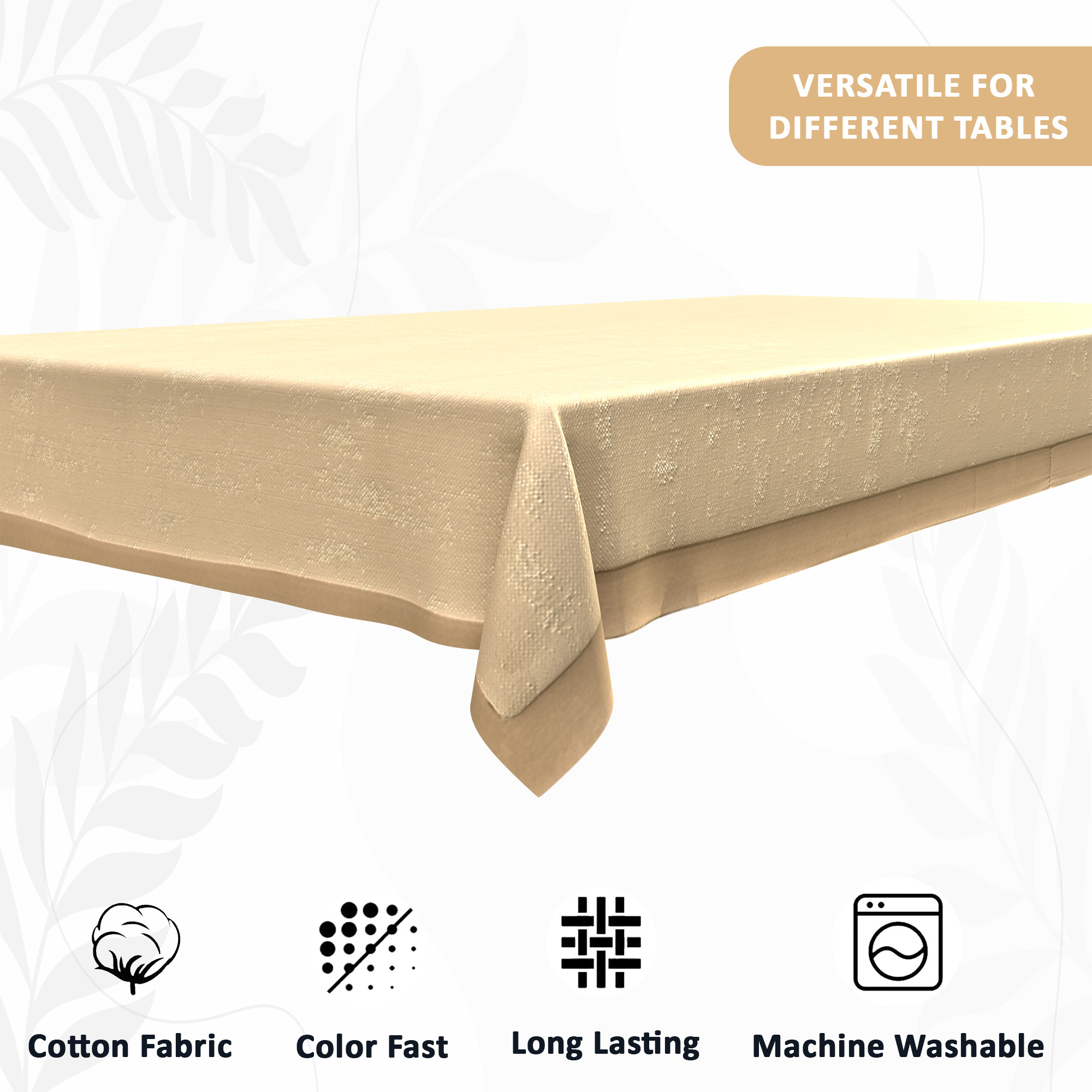 Kuber Industries 40x60 Inches Table Cloth for 4 Seater Dining Table  Aesthetic Centre Table Protector Cover  Sheet - Ideal for Home Office  Study Tables  Golden Swiss- Fawn