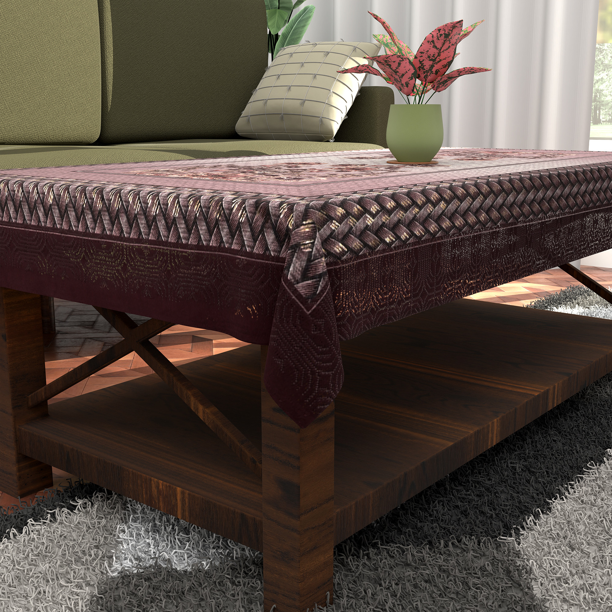 Kuber Industries 40x60 Inches Table Cover for Centre Table  4 Seater Dining Table  Teapoy Cover for Coffee Study  Office Desk  Peach