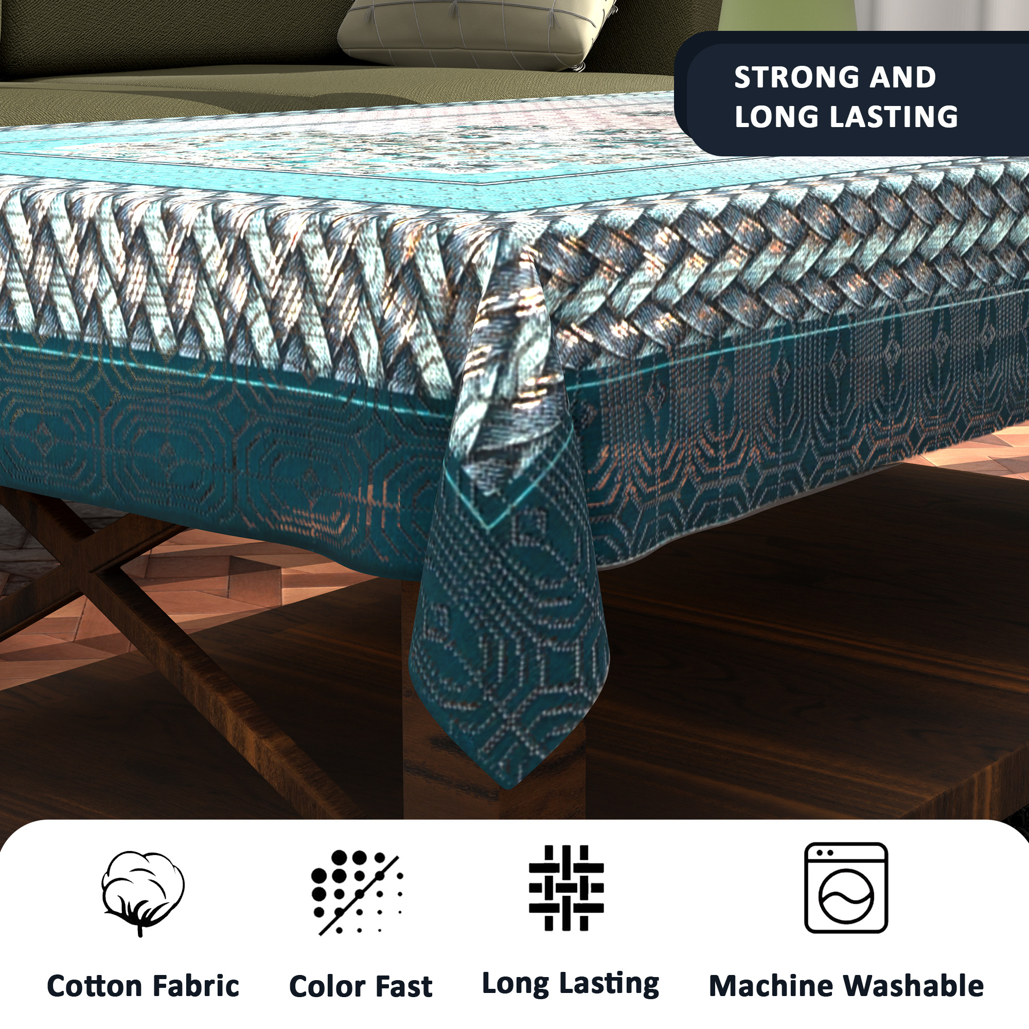 Kuber Industries 40x60 Inches Table Cover for Centre Table  4 Seater Dining Table  Teapoy Cover for Coffee Study  Office Desk  Blue