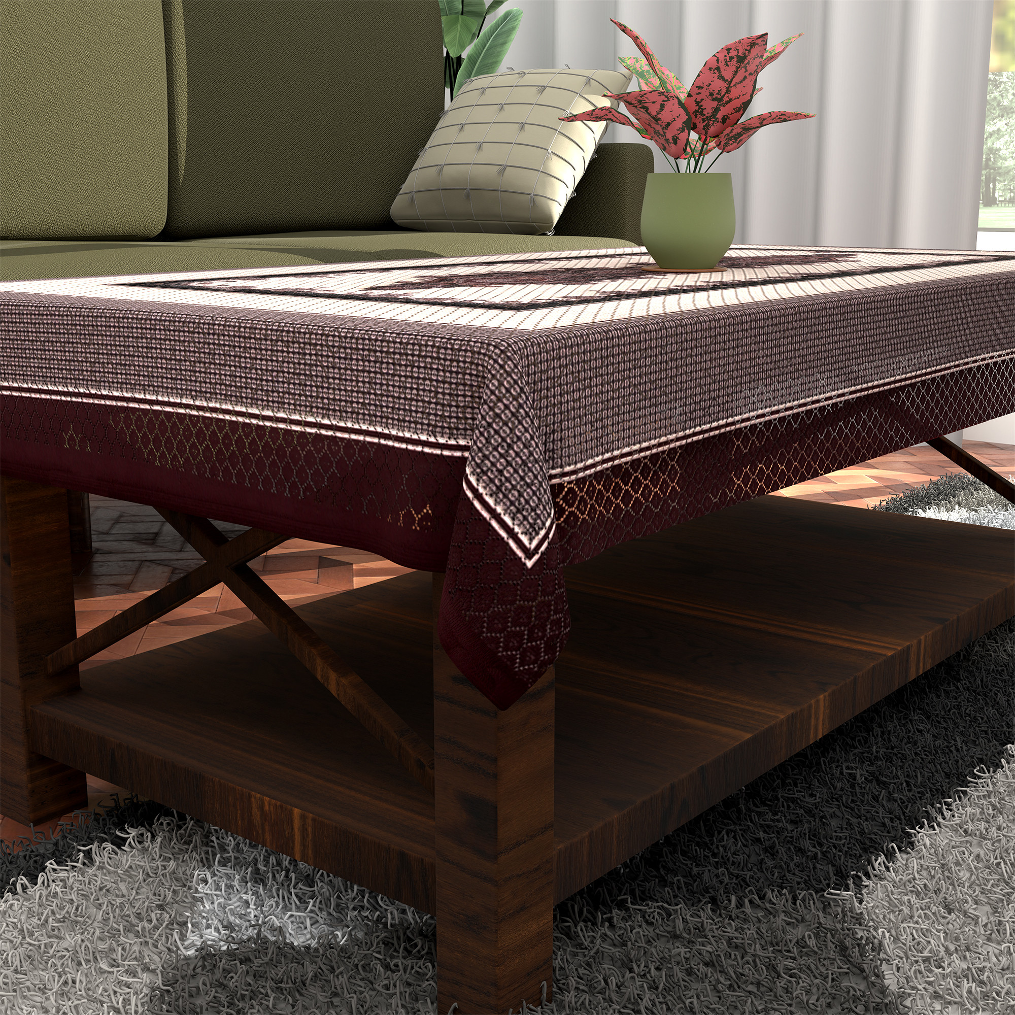 Kuber Industries 40x60 Inches Table Cover for Centre Table  4 Seater Dining Table  Teapoy Cover for Coffee Study  Office Desk  Cream  Black