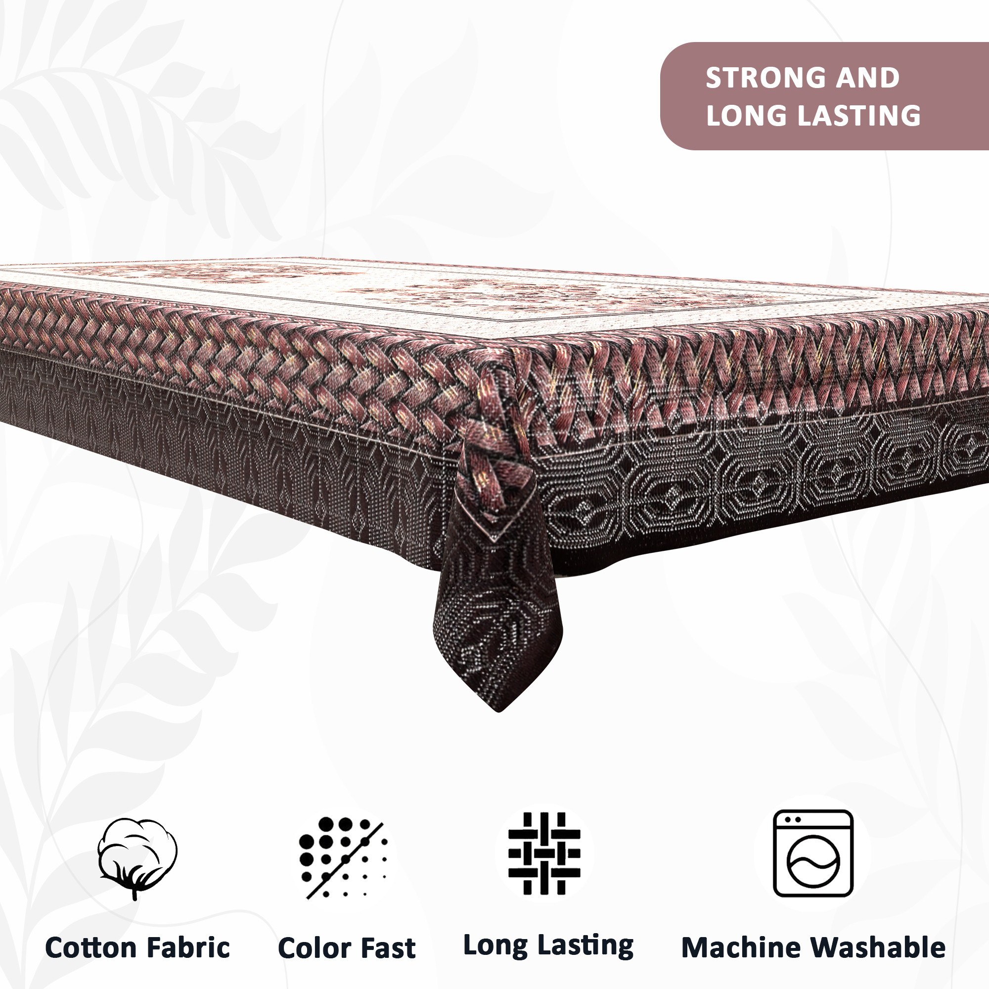 Kuber Industries 40x60 Inches Table Cover for Centre Table  4 Seater Dining Table  Teapoy Cover for Coffee Study  Office Desk  Cream  Brown
