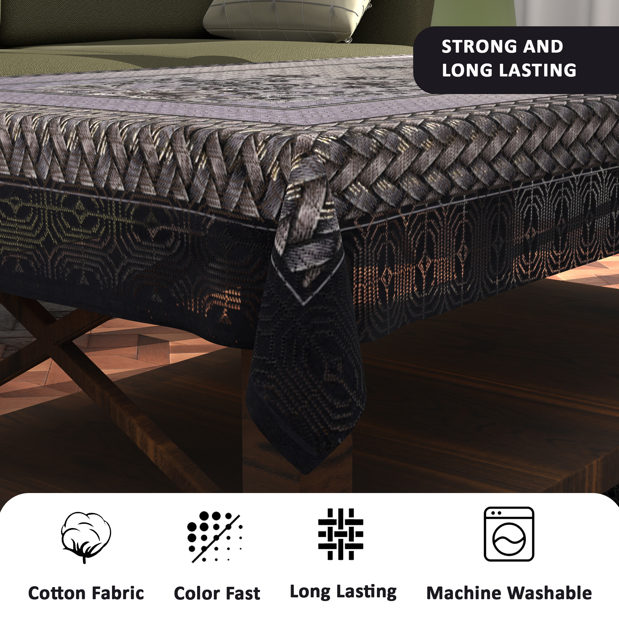 Kuber Industries 40x60 Inches Table Cover for Centre Table  4 Seater Dining Table  Teapoy Cover for Coffee Study  Office Desk  Grey