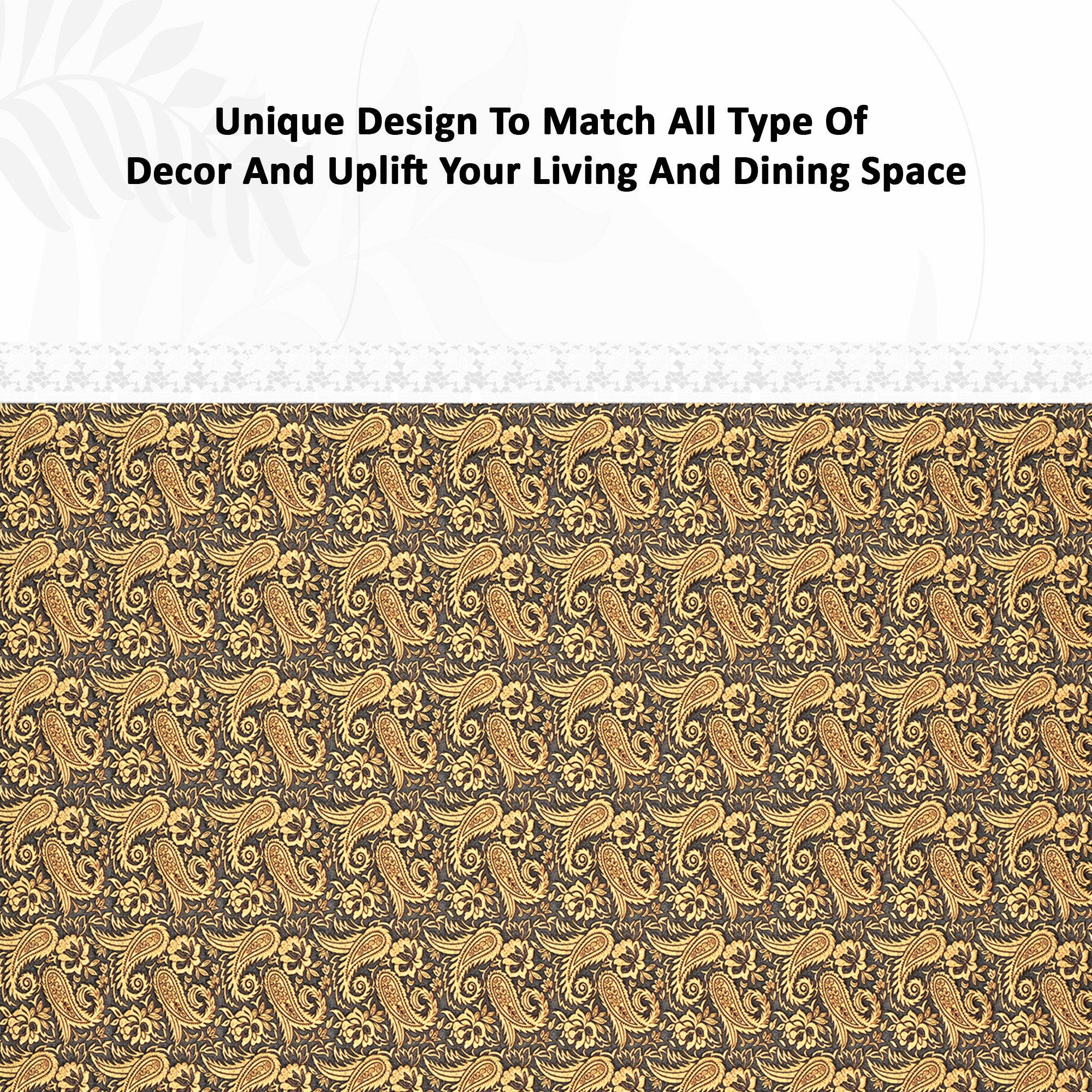 Kuber Industries 40x60 Inches Waterproof 4 Seater Dining Table Cover  Durable  Wipeable Centre Table Sheet Cloth  Protector for Home Bedroom  Office  Multi Floral - Black Golden