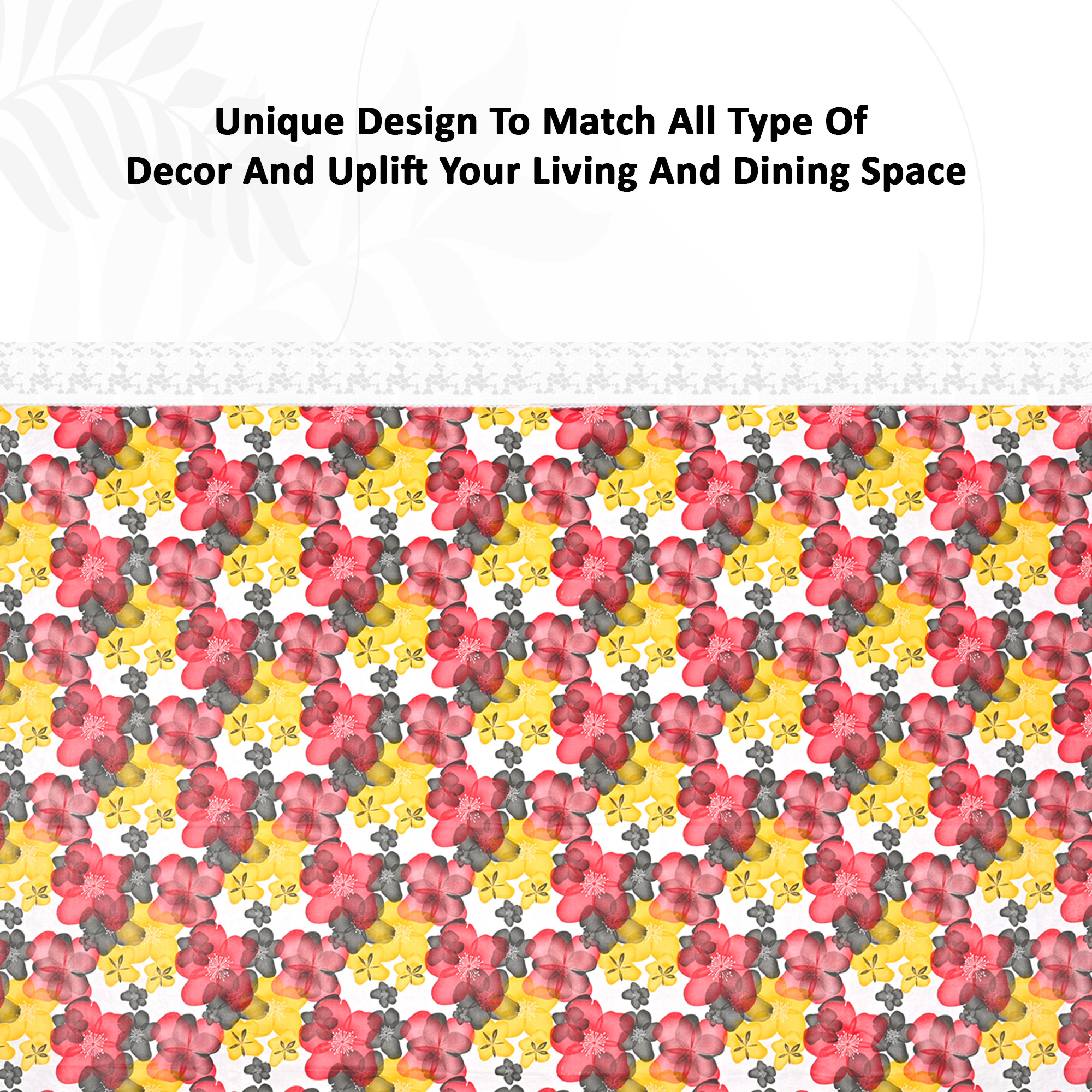 Kuber Industries 40x60 Inches Waterproof 4 Seater Dining Table Cover  Durable  Wipeable Centre Table Sheet Cloth  Protector for Home Bedroom  Office  Multi Floral - White Red