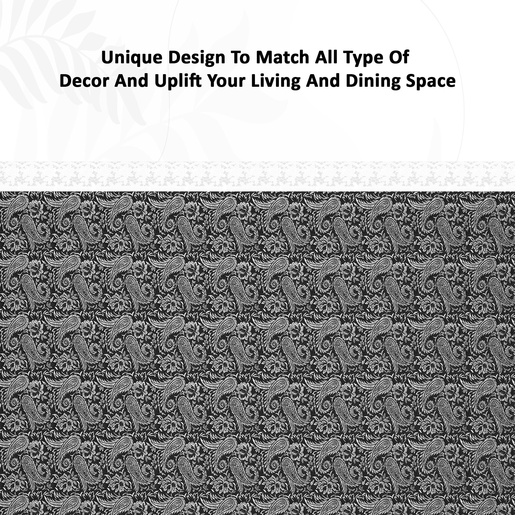 Kuber Industries 40x60 Inches Waterproof 4 Seater Dining Table Cover  Durable  Wipeable Centre Table Sheet Cloth  Protector for Home Bedroom  Office  Multi Floral - Black Silver