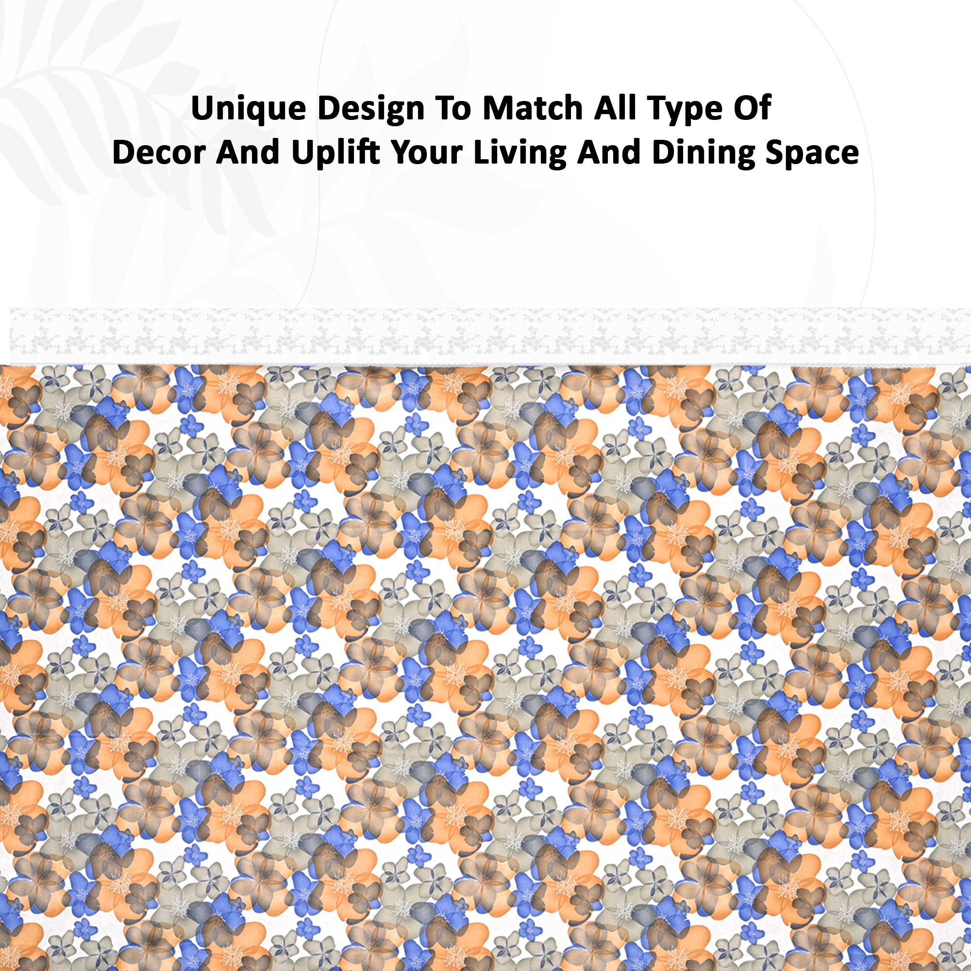 Kuber Industries 40x60 Inches Waterproof 4 Seater Dining Table Cover  Durable  Wipeable Centre Table Sheet Cloth  Protector for Home Bedroom  Office  Multi Floral - White Blue