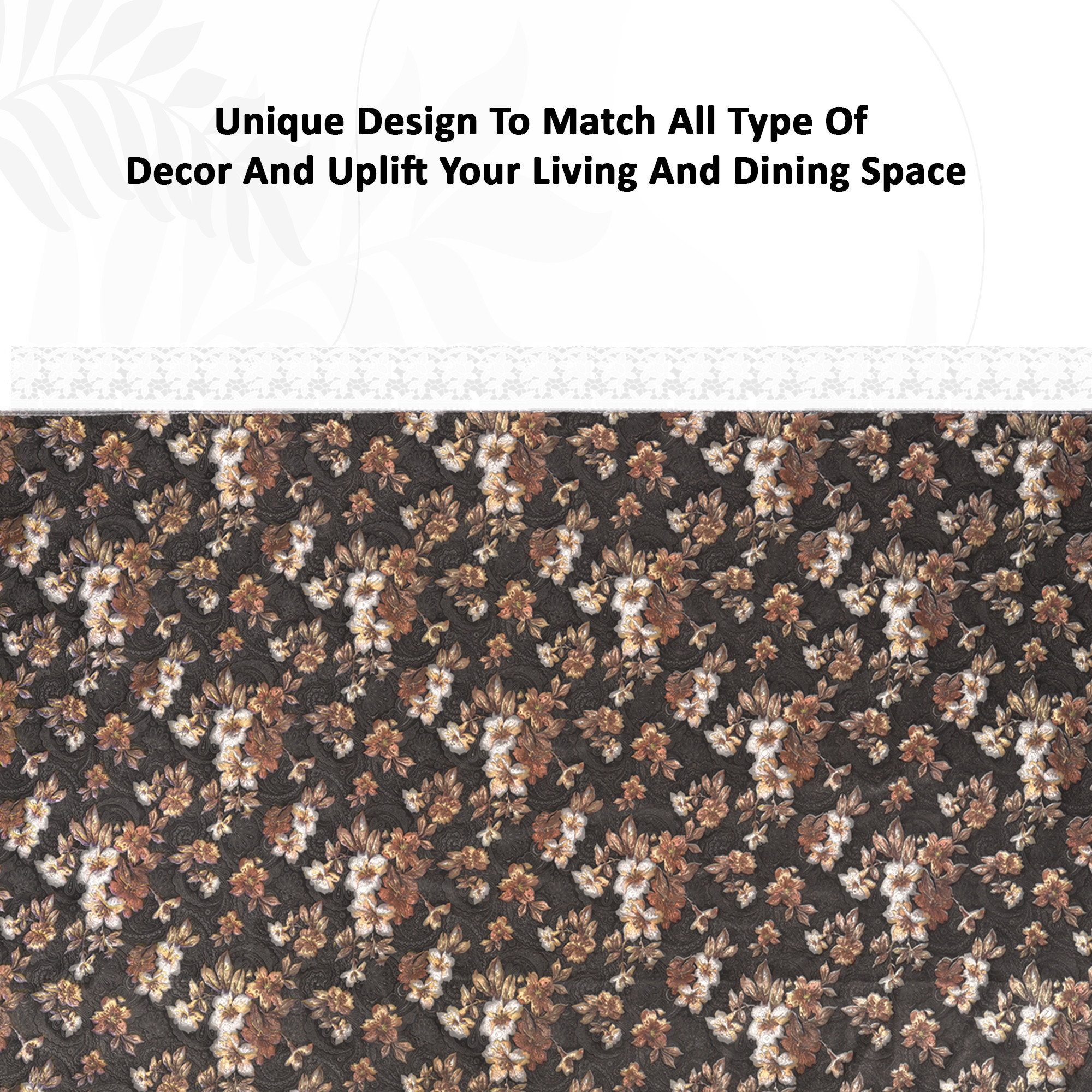 Kuber Industries 40x60 Inches Waterproof Rectangular 4 Seater Dining Table Cover for Living Room  Anti Slip TeapoyComputer  Office Table ClothSheet  Flower Print - Grey  Brown